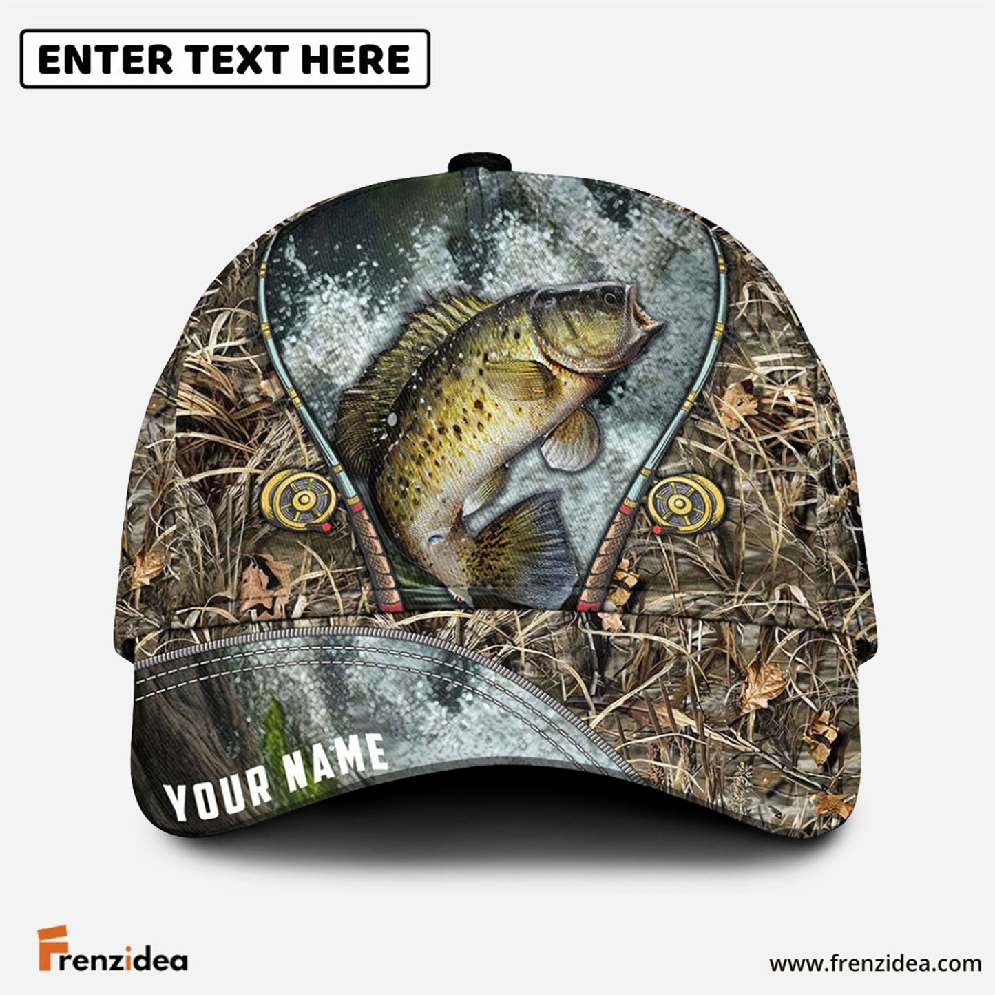 Frenzidea Custom Name Crappie Fishing Rod Cap