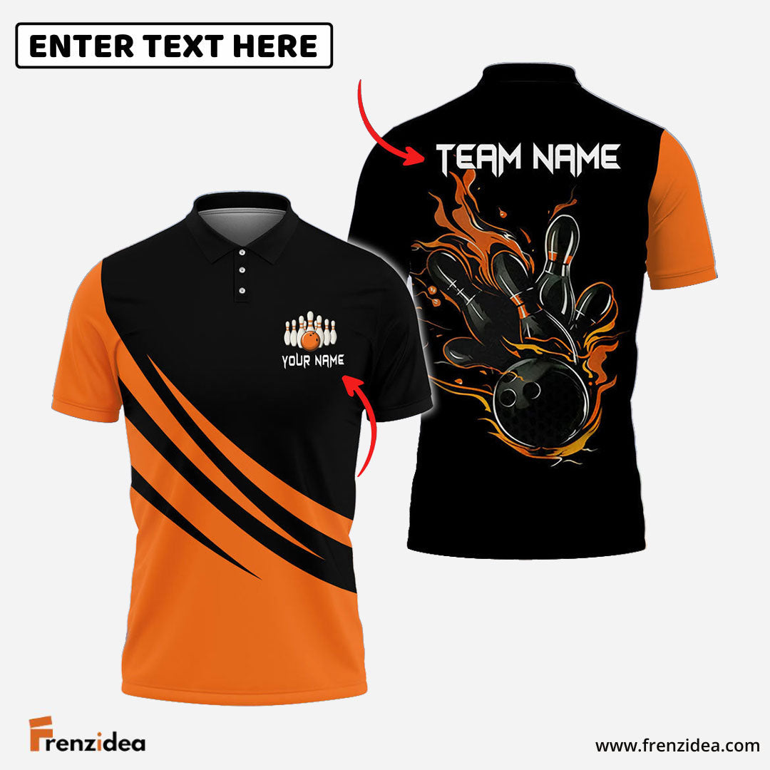 Frenzidea Bowling And Pins Basic Black Customized Name 3D Shirt (4 Colors)
