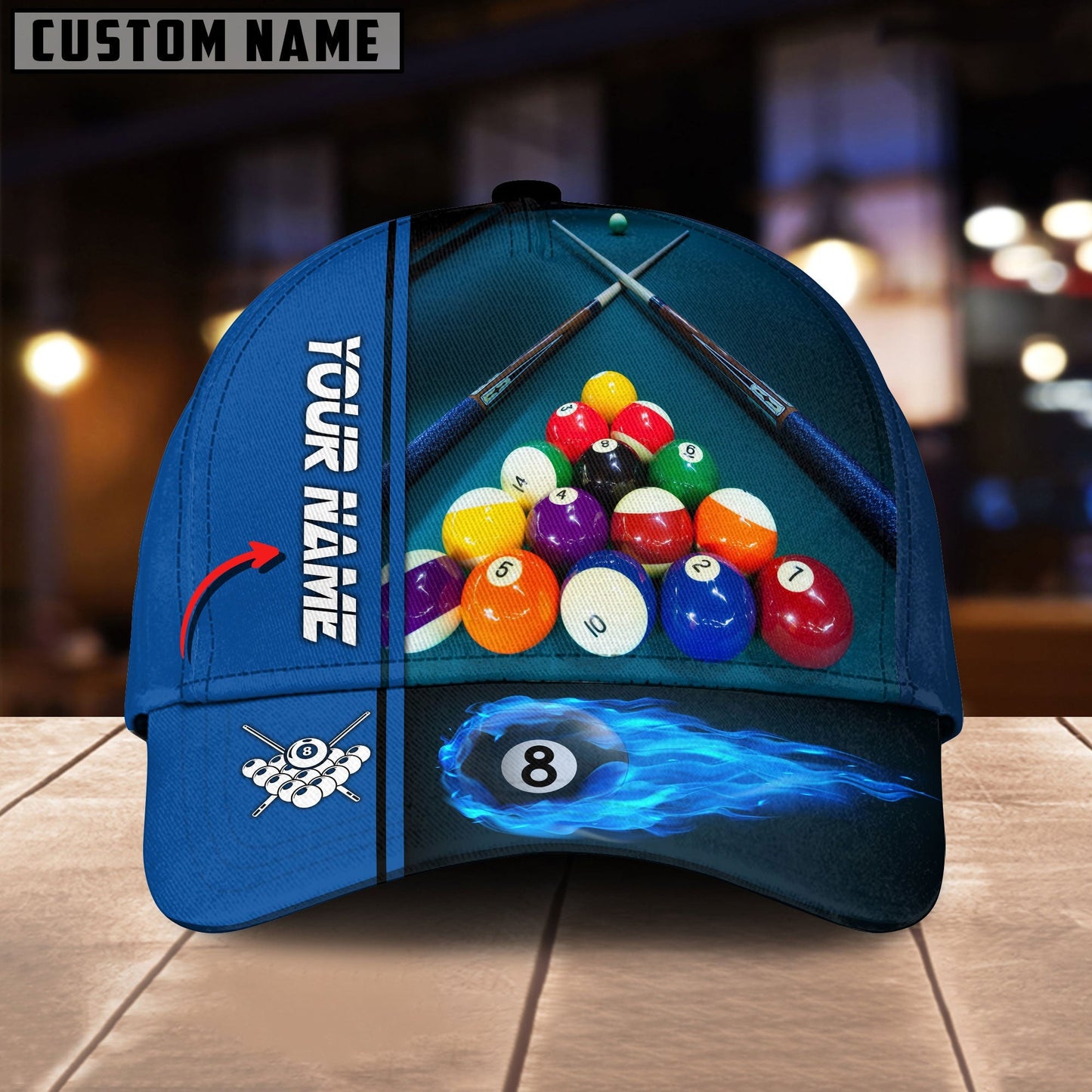 Frenzidea Billiard Lover Personalized Name 3D Over Printed Cap