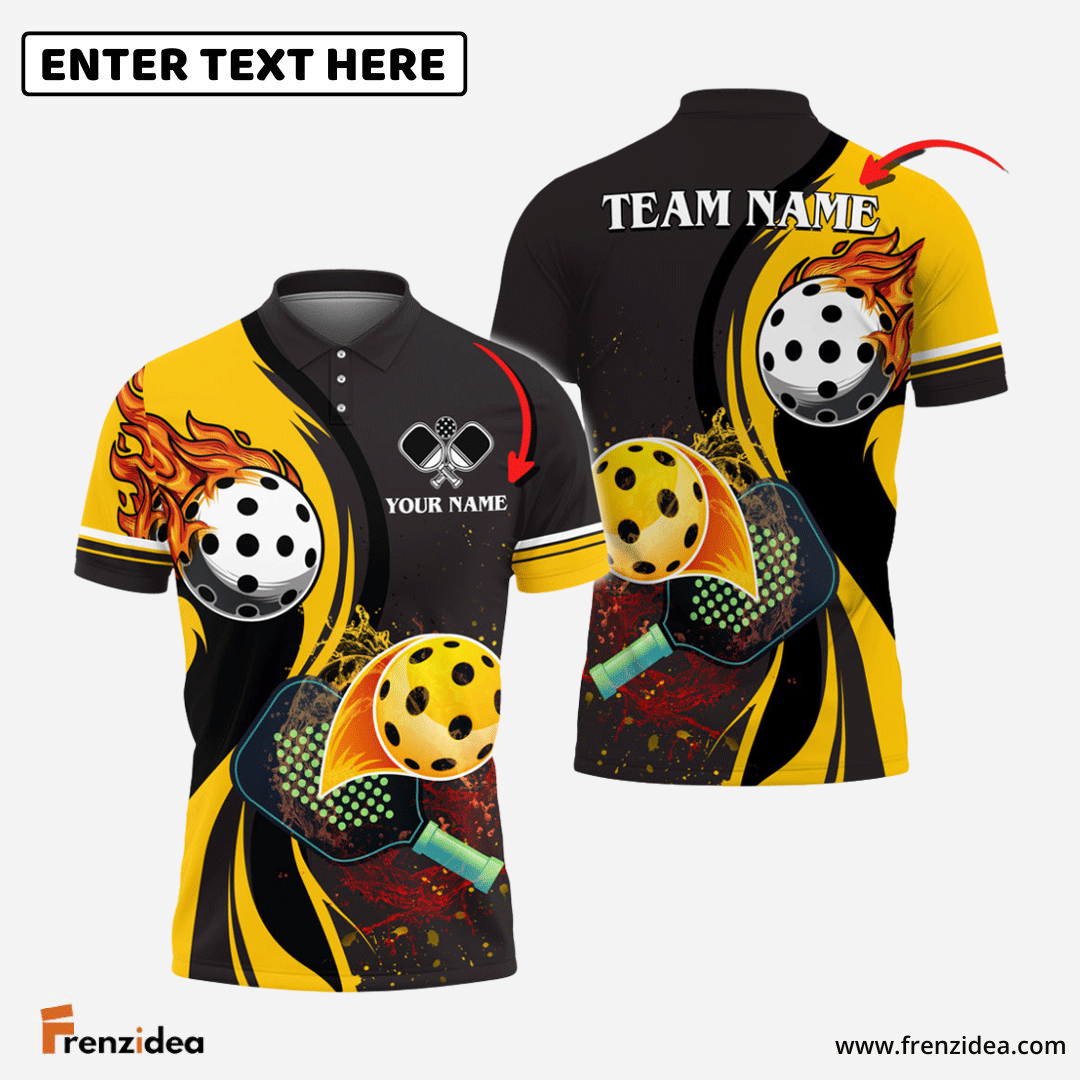 Frenzidea Pickleball Waterflow Yellow Personalized Name, Team Name Unisex Shirt