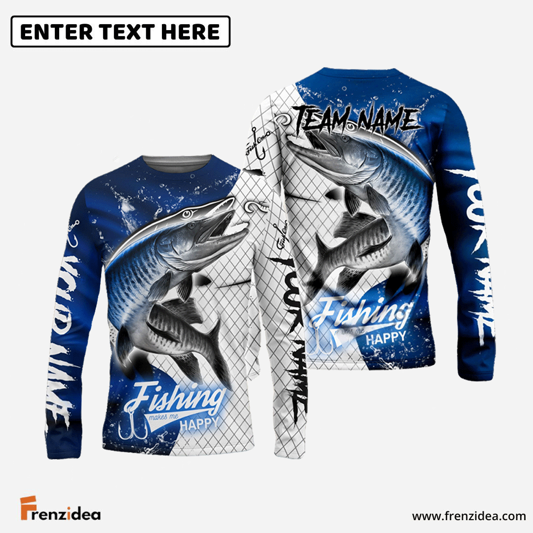 Frenzidea Musky Fishing Dark Blue Skin Sport Custom Name & Team Name 3D Shirts