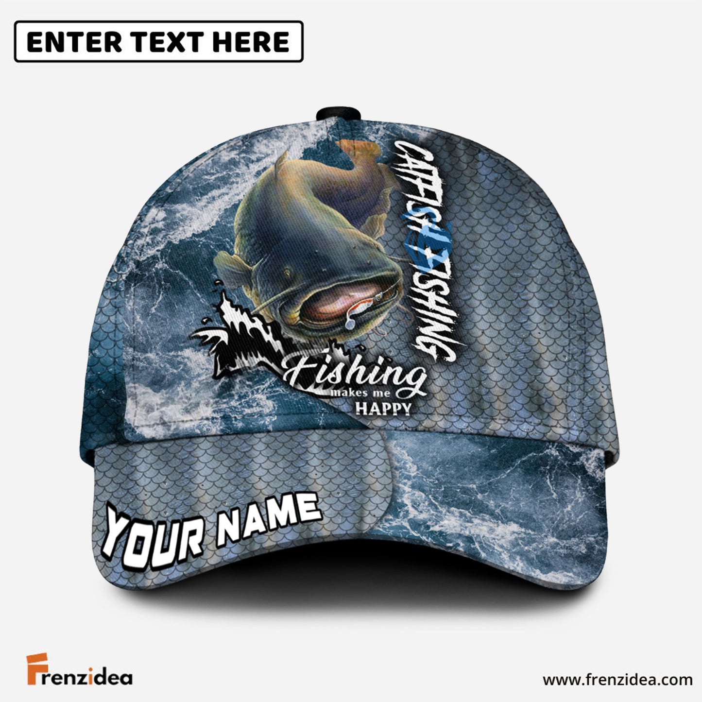 Frenzidea Personalized Catfish Fishing Skin Seawave Classic Cap