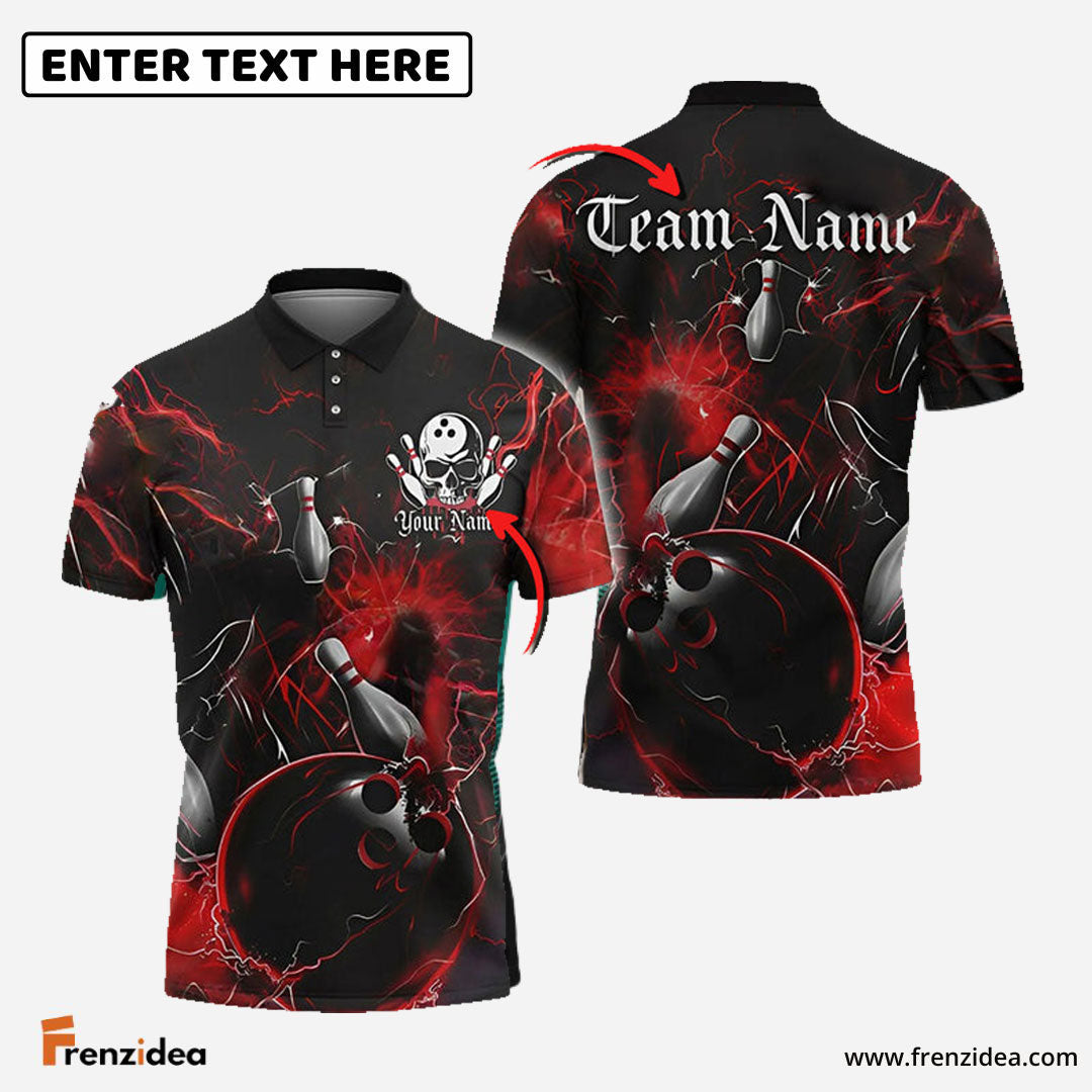 Frenzidea Gear With Skull-Themed Bowling Personalized Name, Team Name 3D Shirt (4 Colors)
