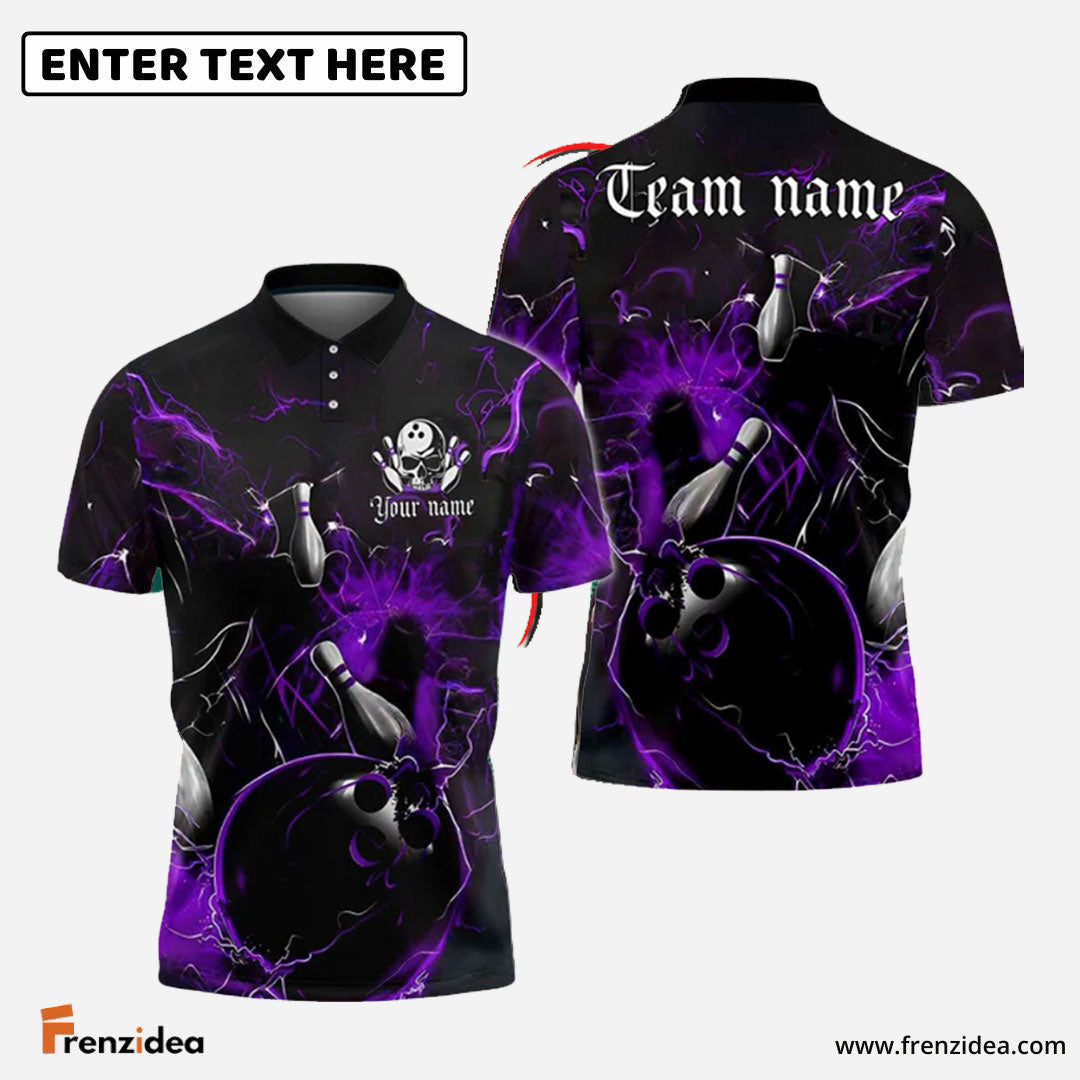 Frenzidea Gear With Skull-Themed Bowling Personalized Name, Team Name 3D Shirt (4 Colors)