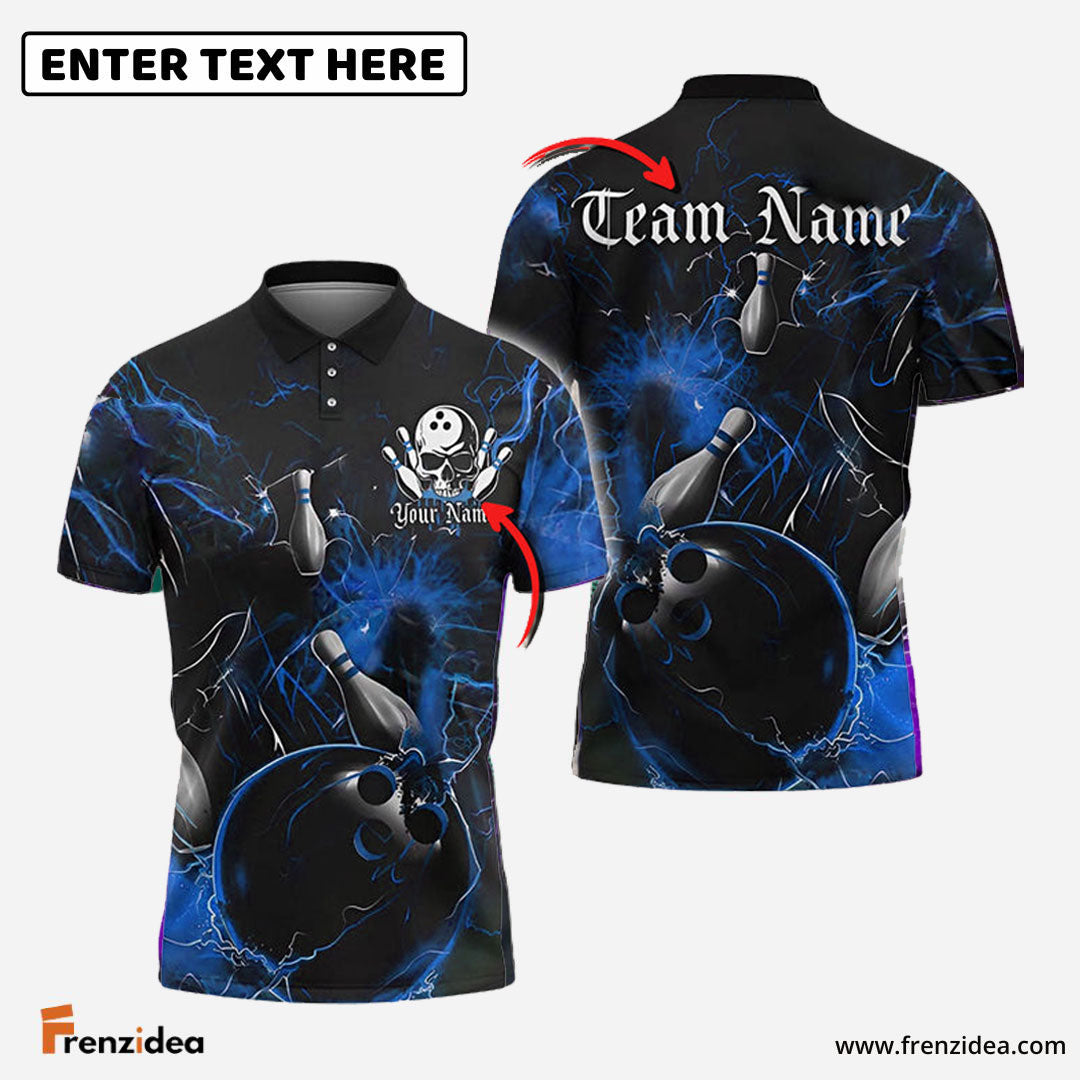Frenzidea Gear With Skull-Themed Bowling Personalized Name, Team Name 3D Shirt (4 Colors)