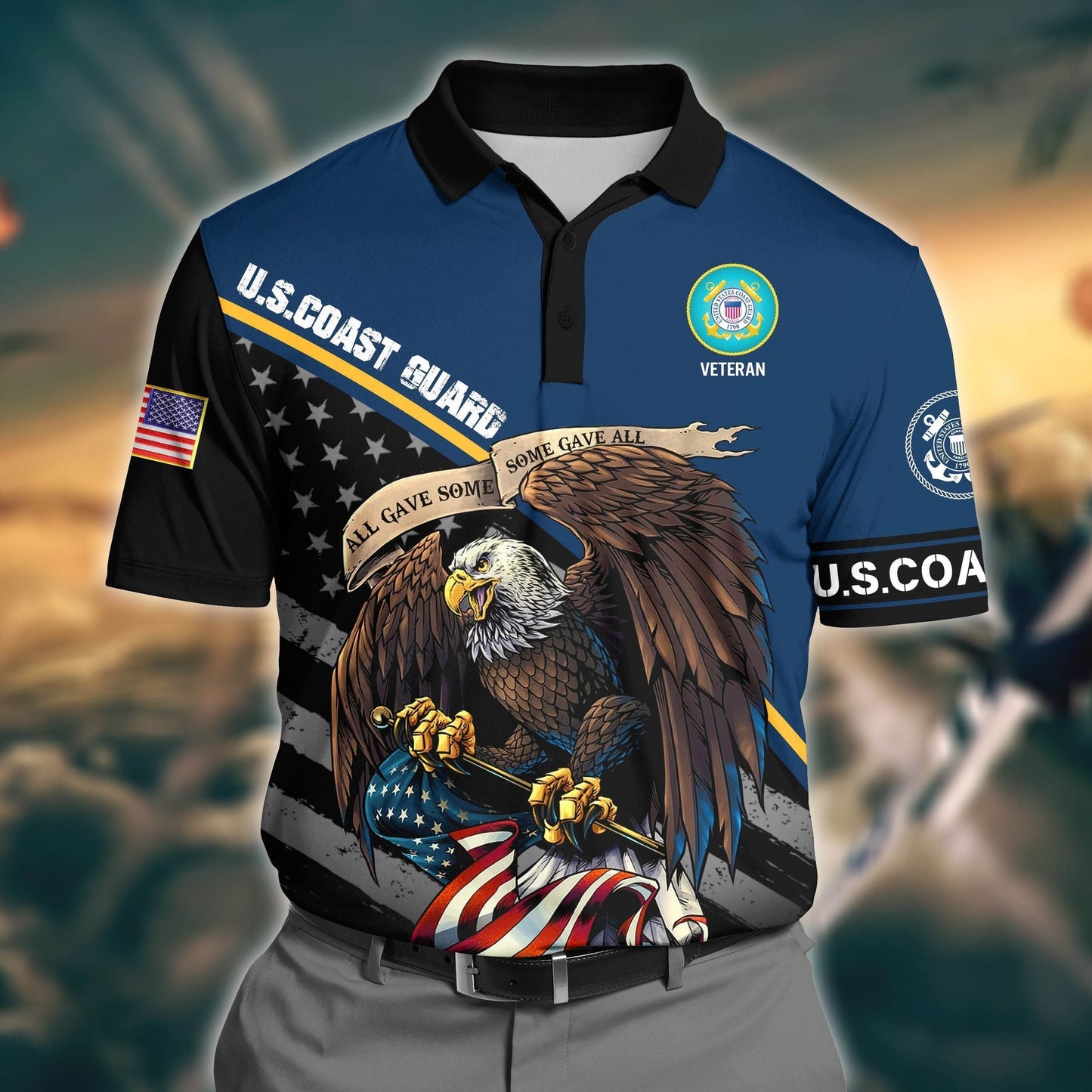 Frenzidea Premium U.S Coast Guard 3D Polo All Over Printed