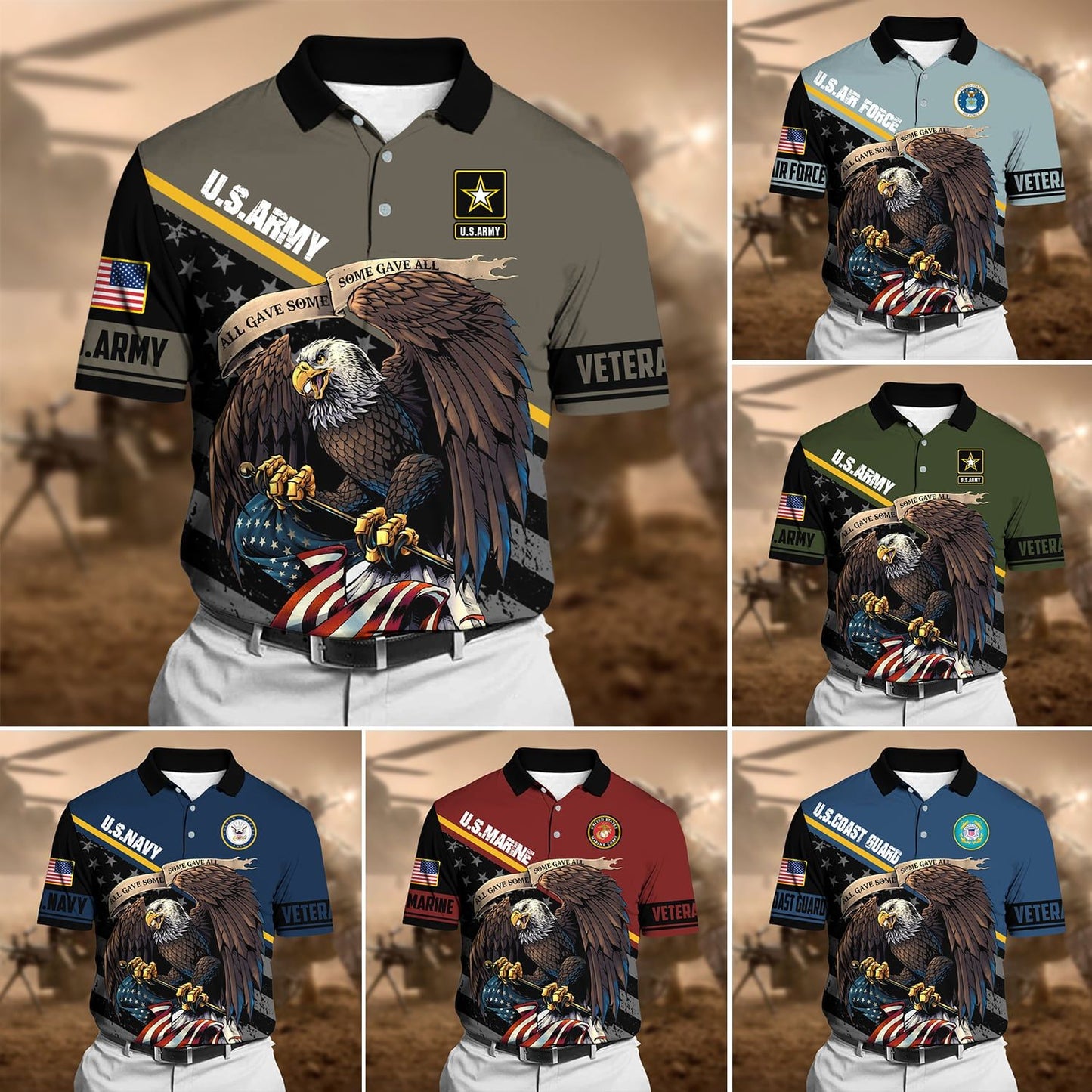 Frenzidea Premium Power American Veteran Power Polo Shirt