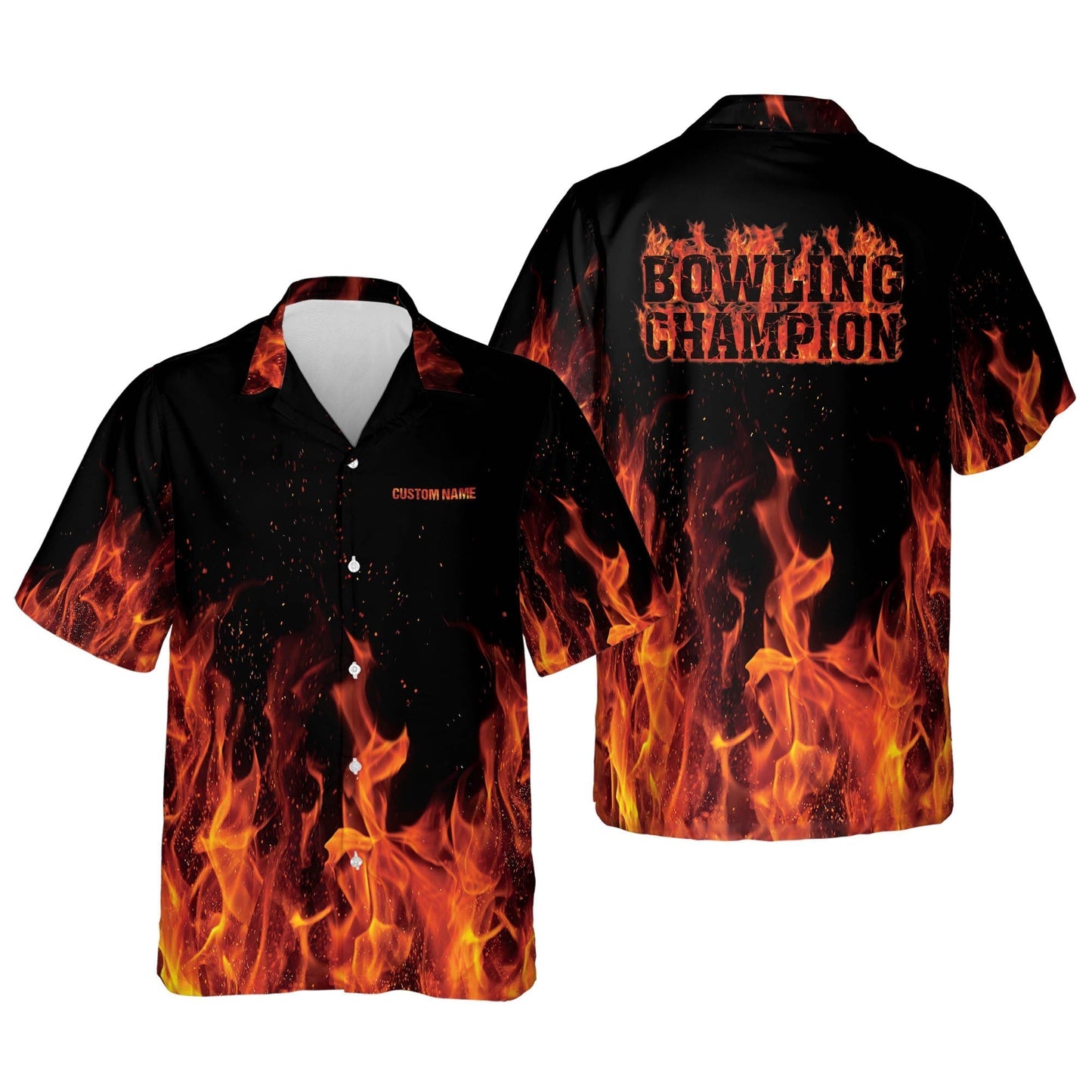 Frenzidea Flame Bowling Personalized Name Hawaiian Shirt