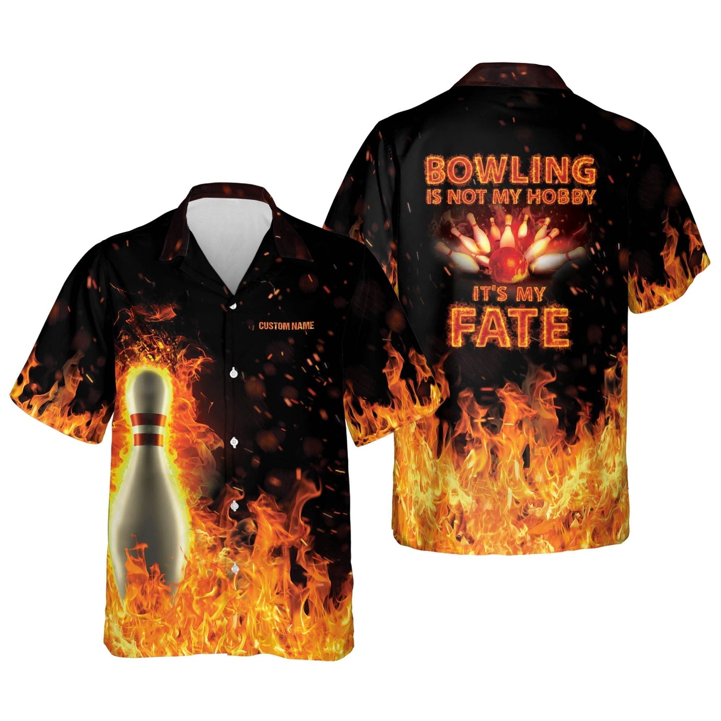 Frenzidea Flame Bowlimg Personalized Name Hawaiian Shirt