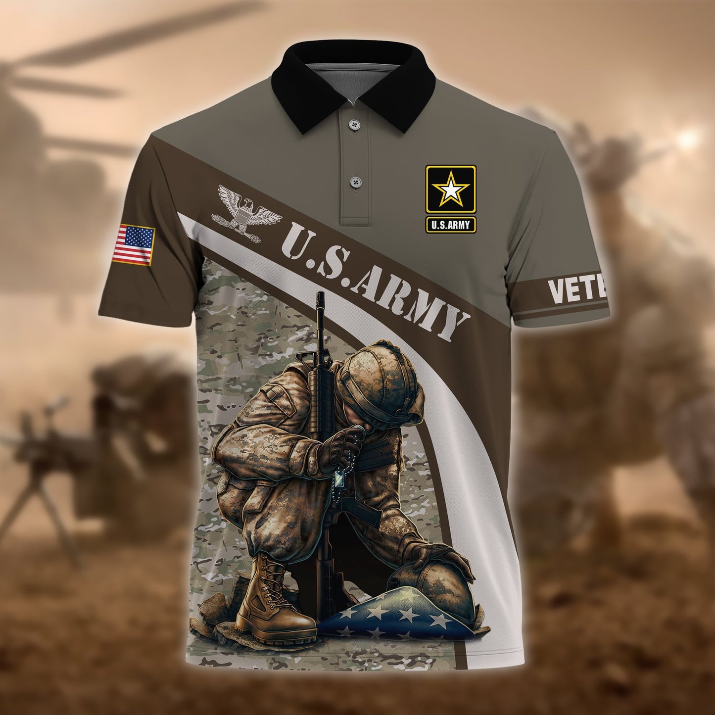 Frenzidea Premium U.S Multiple Service Veteran Polo Shirt
