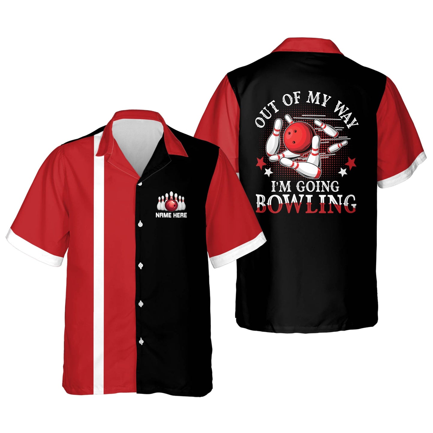 Frenzidea Out of My Way I'm Going Bowling Personalized Name Hawaiian Shirt