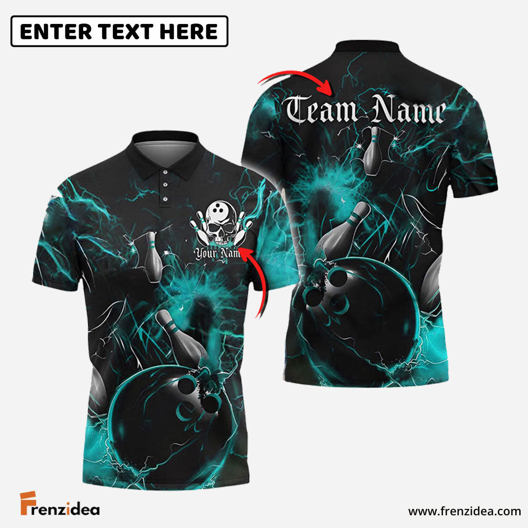 Frenzidea Gear With Skull-Themed Bowling Personalized Name, Team Name 3D Shirt (4 Colors)