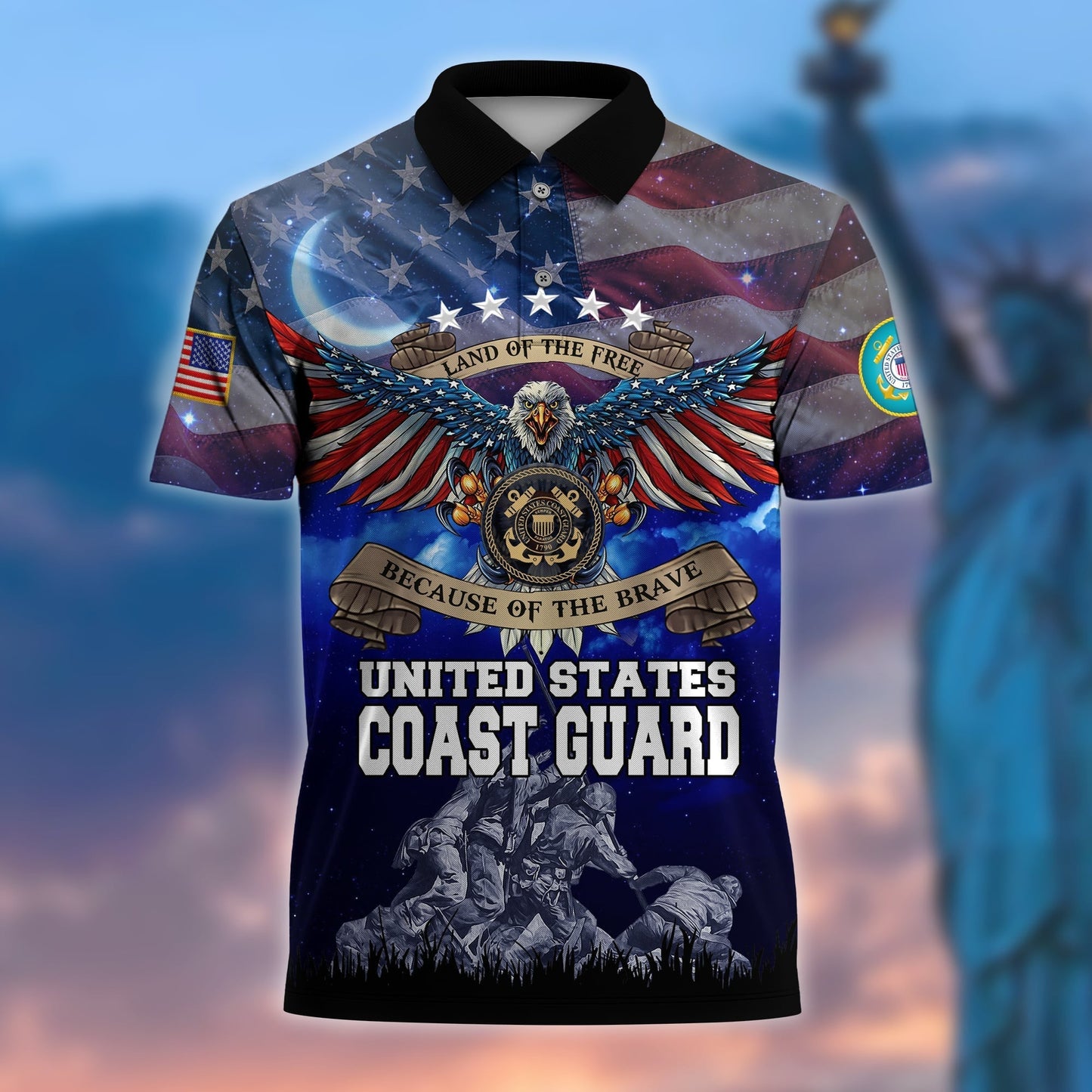 Frenzidea Premium U.S Multiple Service Veteran Polo Shirt