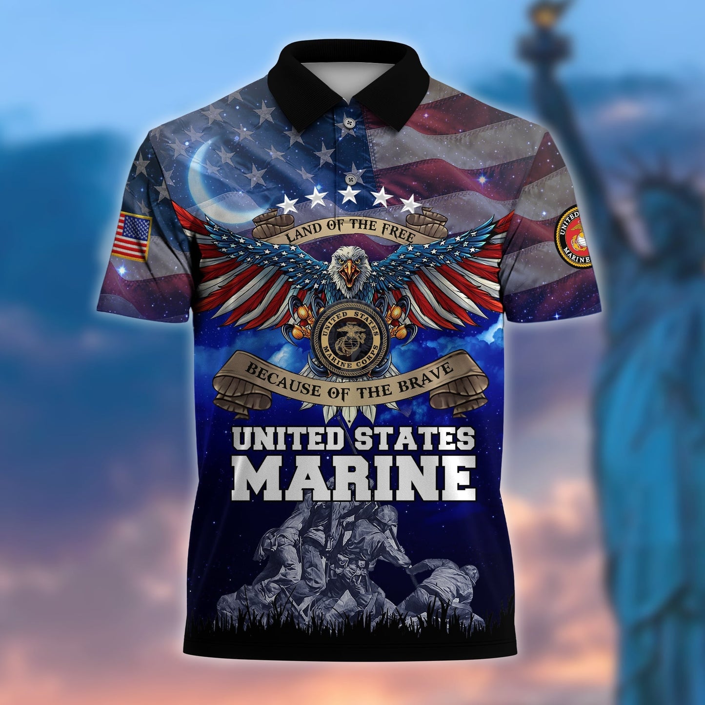 Frenzidea Premium U.S Multiple Service Veteran Polo Shirt