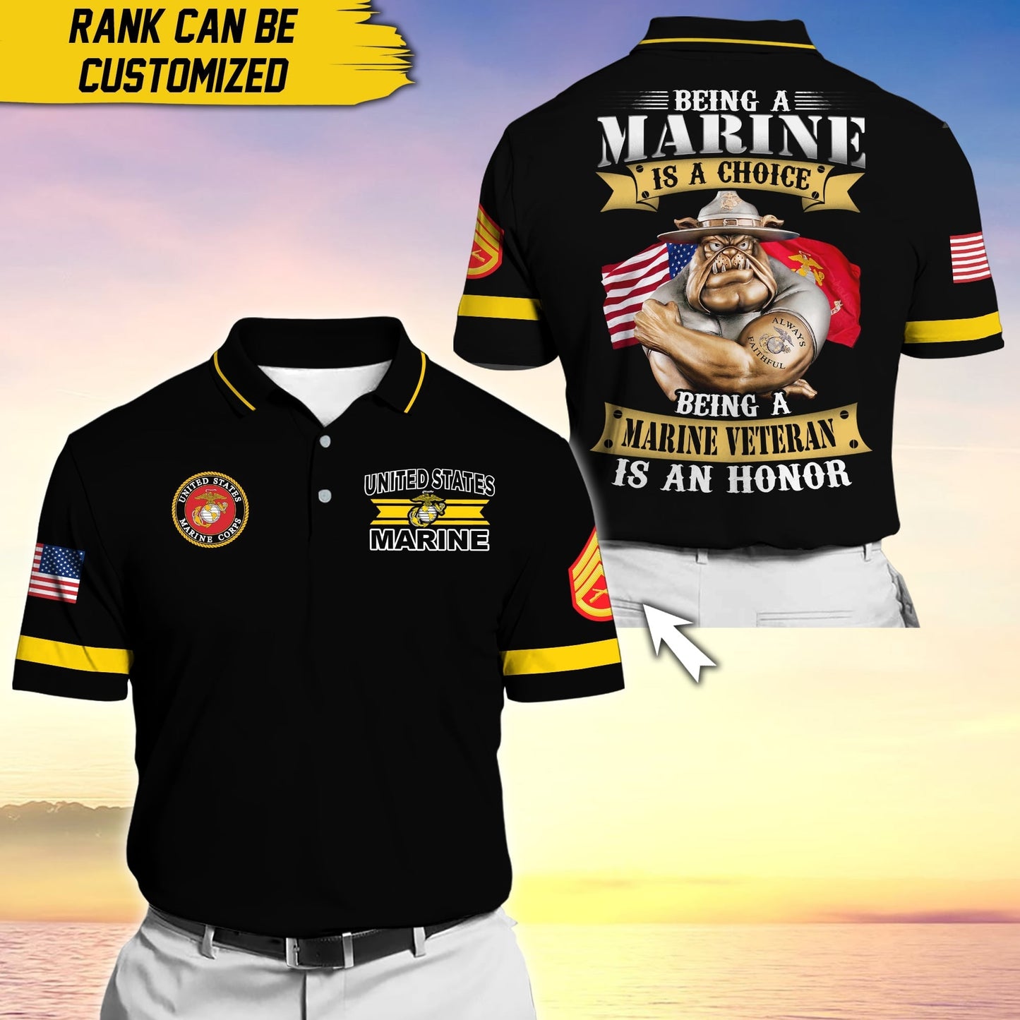 Frenzidea Premium Personalise U.S Multiple Service Veteran Polo Shirt