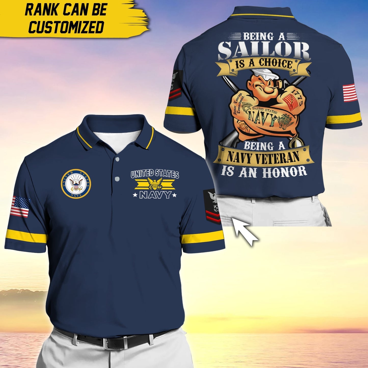 Frenzidea Premium Personalise U.S Multiple Service Veteran Polo Shirt