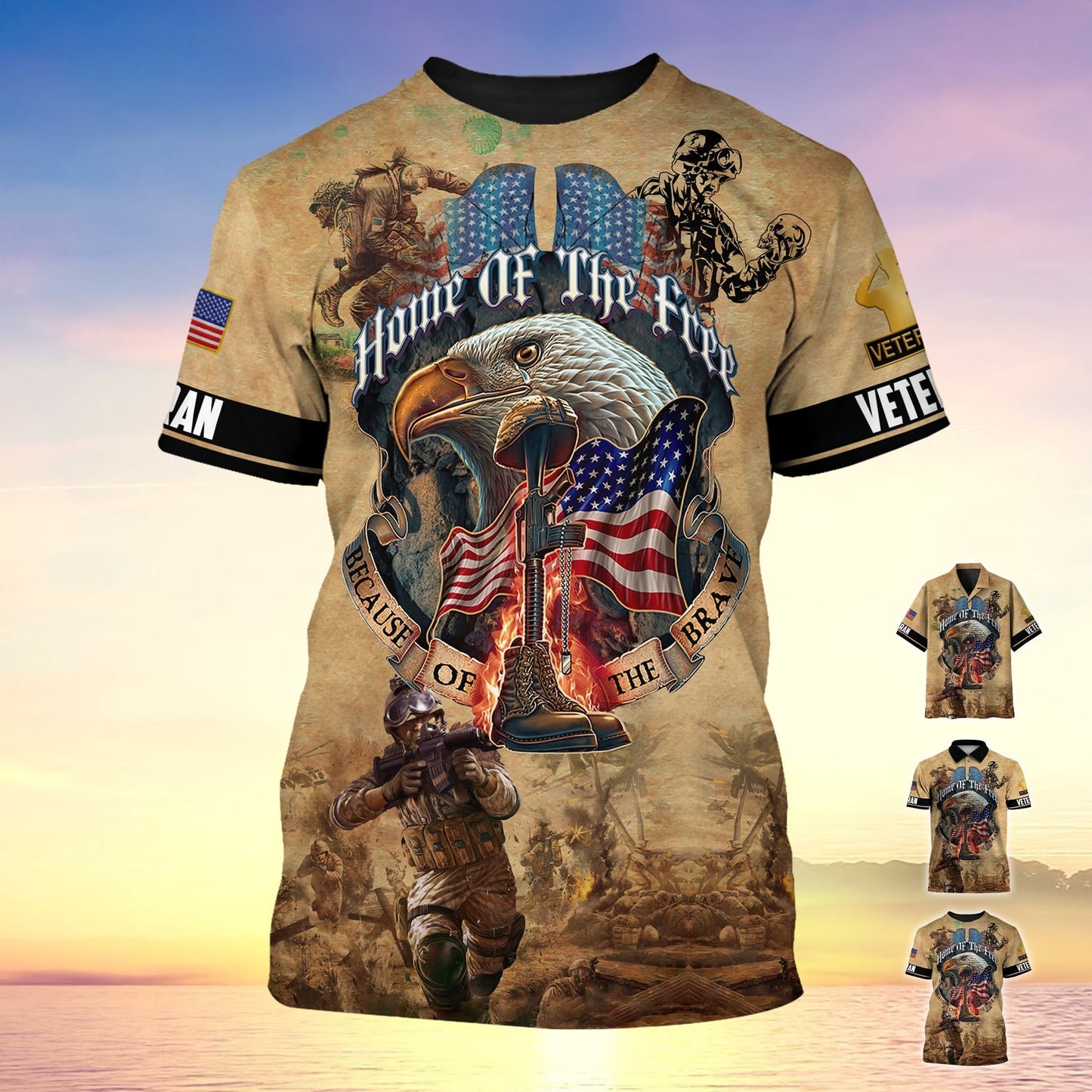 Frenzidea Premium Home Of The Free Because Of The Brave Polo Shirt