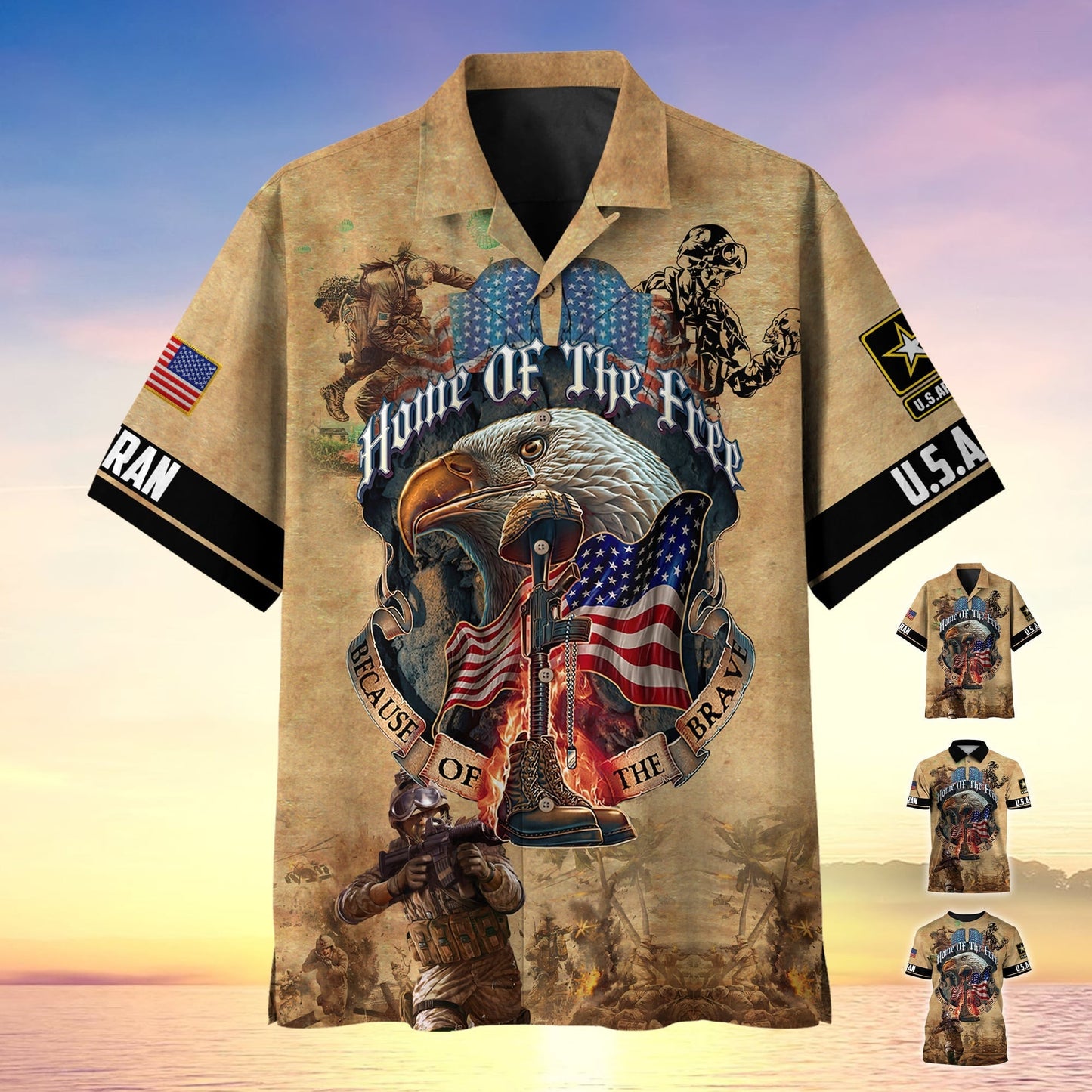 Frenzidea Premium Home Of The Free Because Of The Brave Polo Shirt