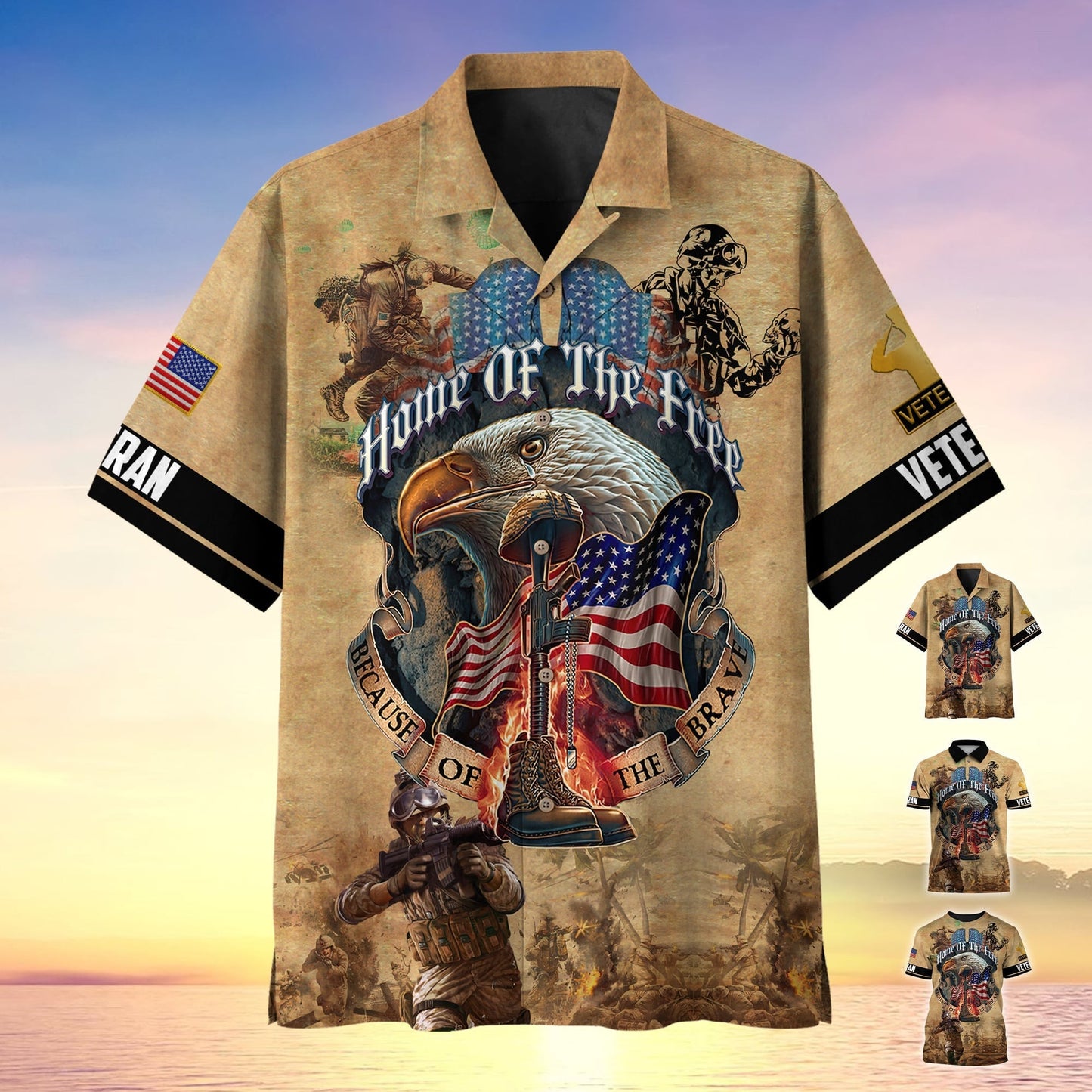 Frenzidea Premium Home Of The Free Because Of The Brave Polo Shirt