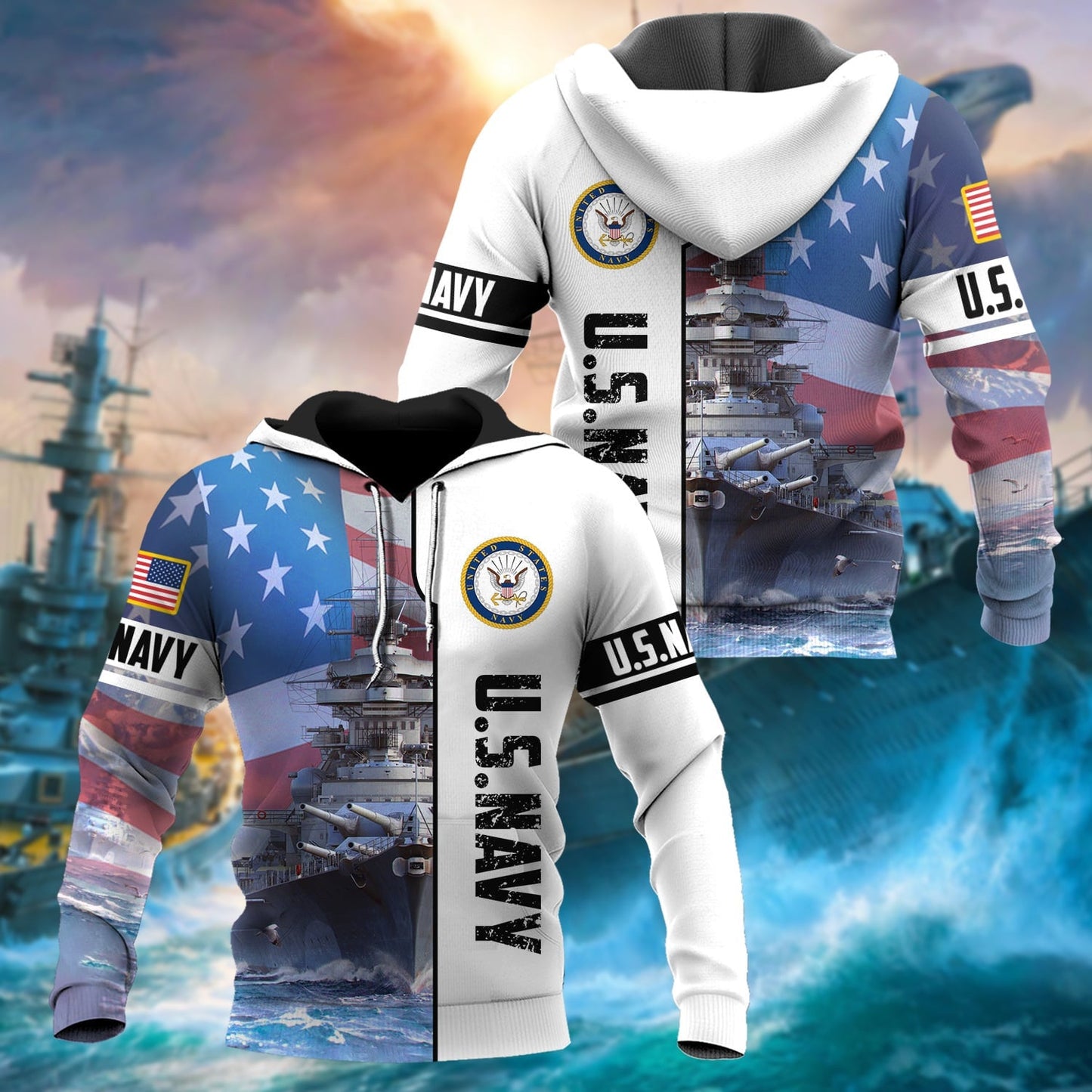 Frenzidea Unique U.S. Navy Veteran Hoodie