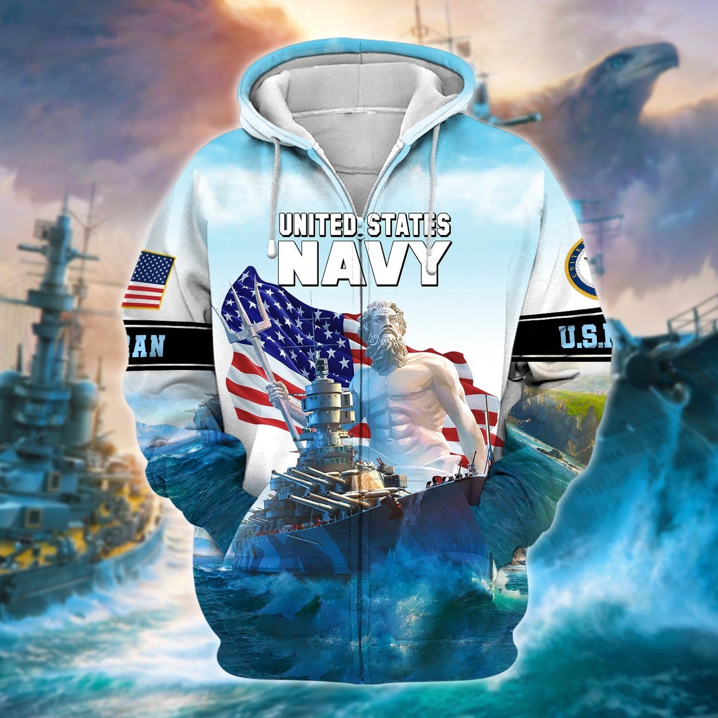Frenzidea Premium U.S. Navy Veteran Zip Hoodie