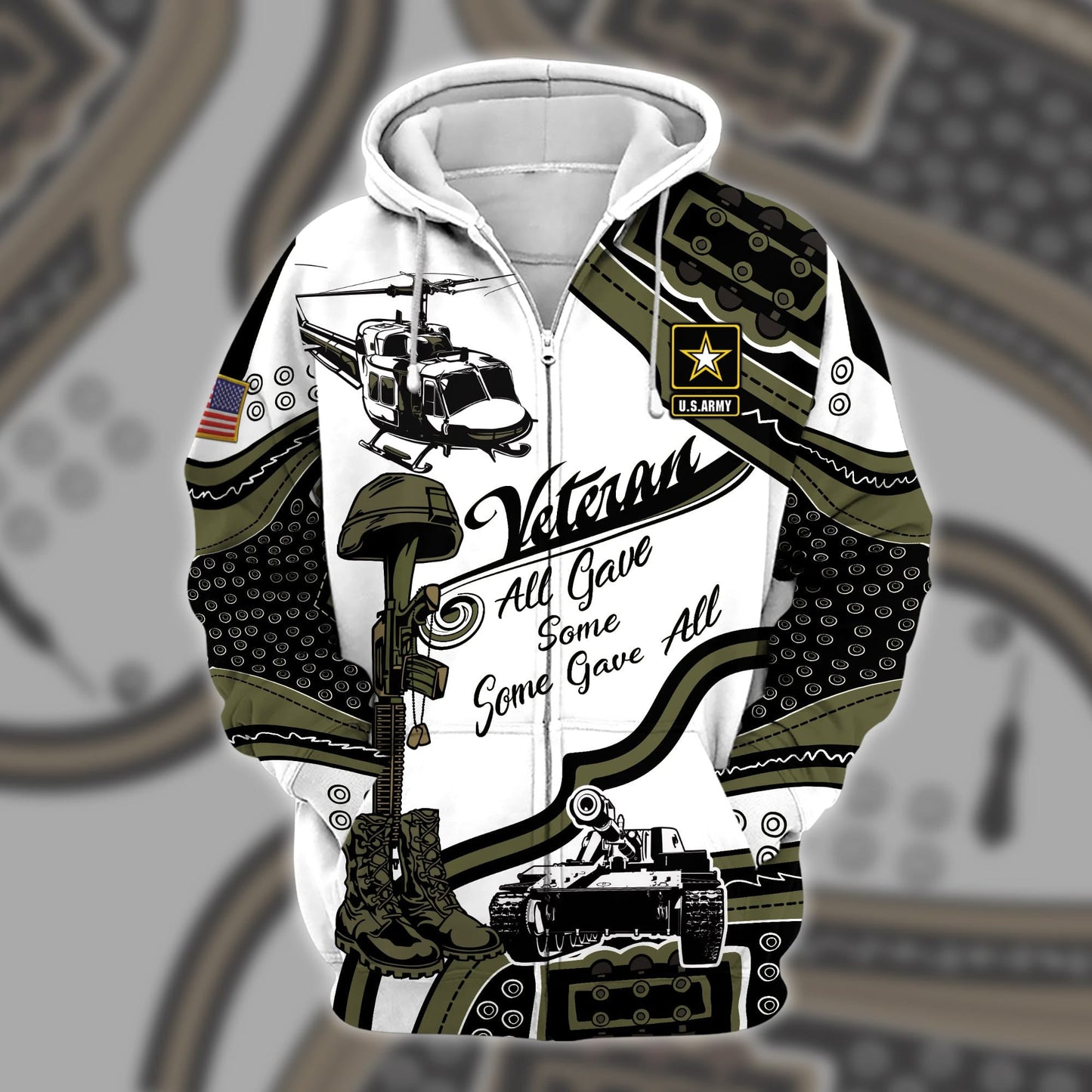 Frenzidea Premium U.S Multiple Service Veteran Zip Hoodie
