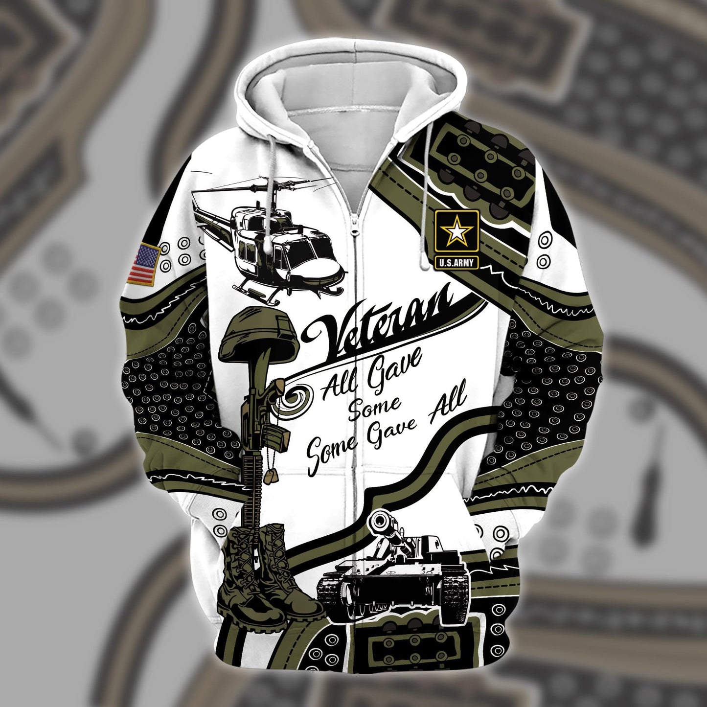 Frenzidea Premium U.S Multiple Service Veteran Zip Hoodie