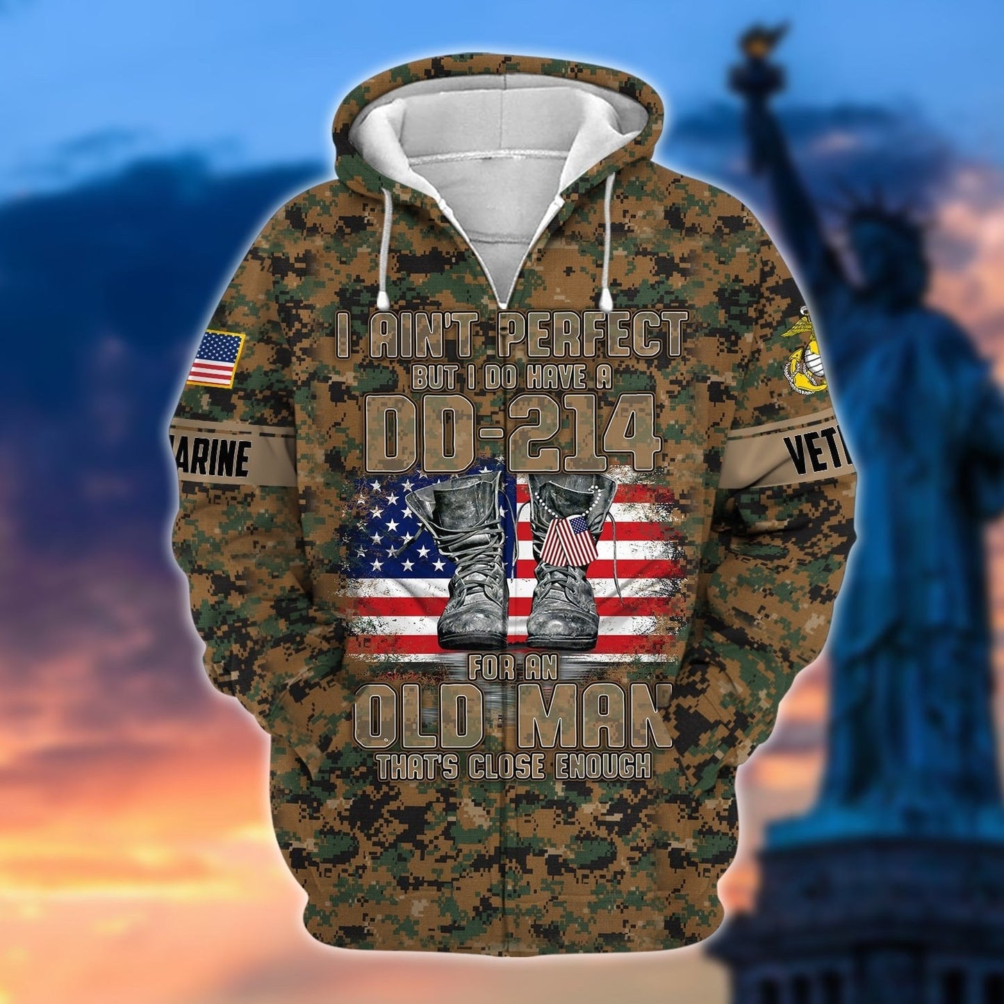 Frenzidea Premium U.S Multiple Service Veteran Zip Hoodie