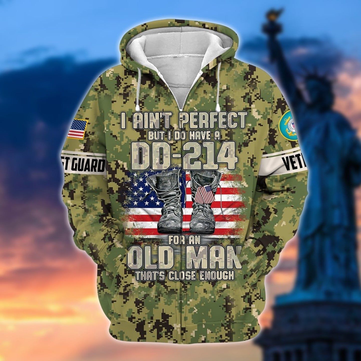 Frenzidea Premium U.S Multiple Service Veteran Zip Hoodie