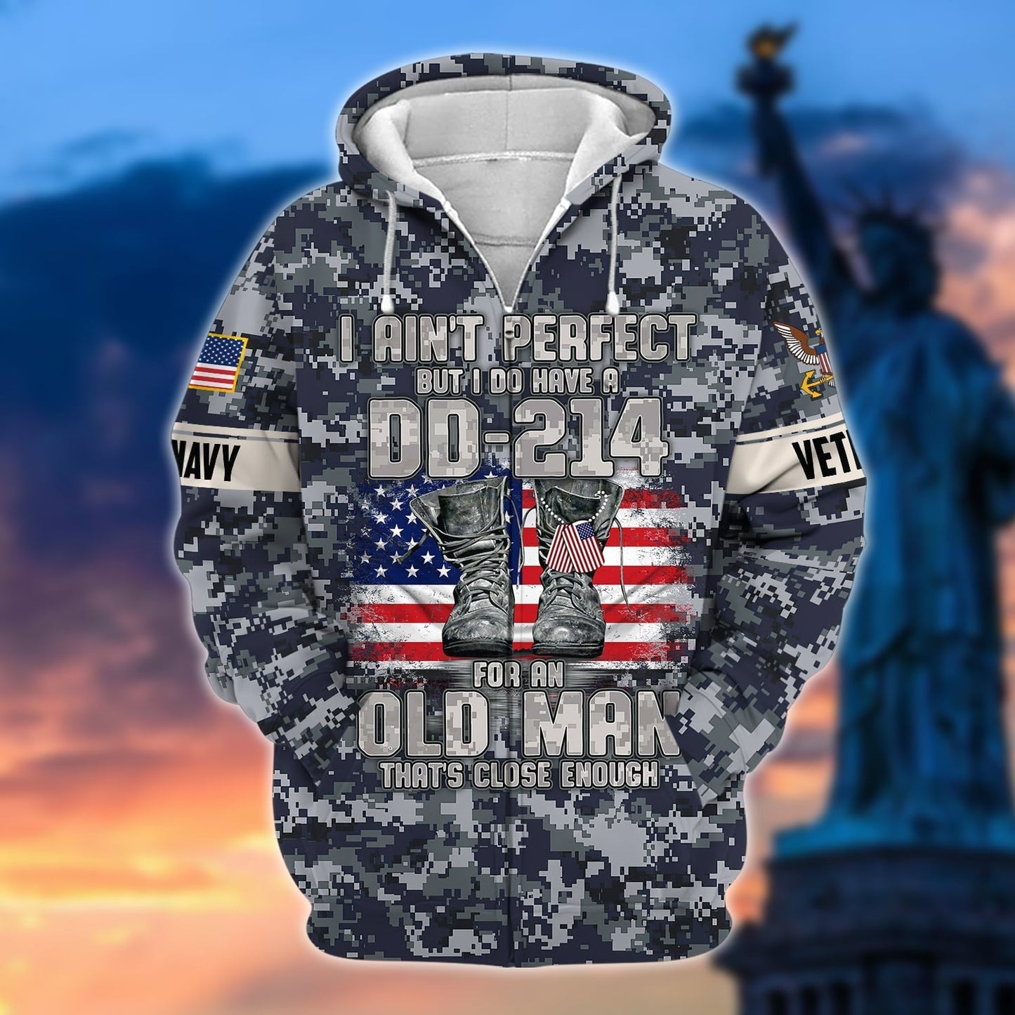 Frenzidea Premium U.S Multiple Service Veteran Zip Hoodie