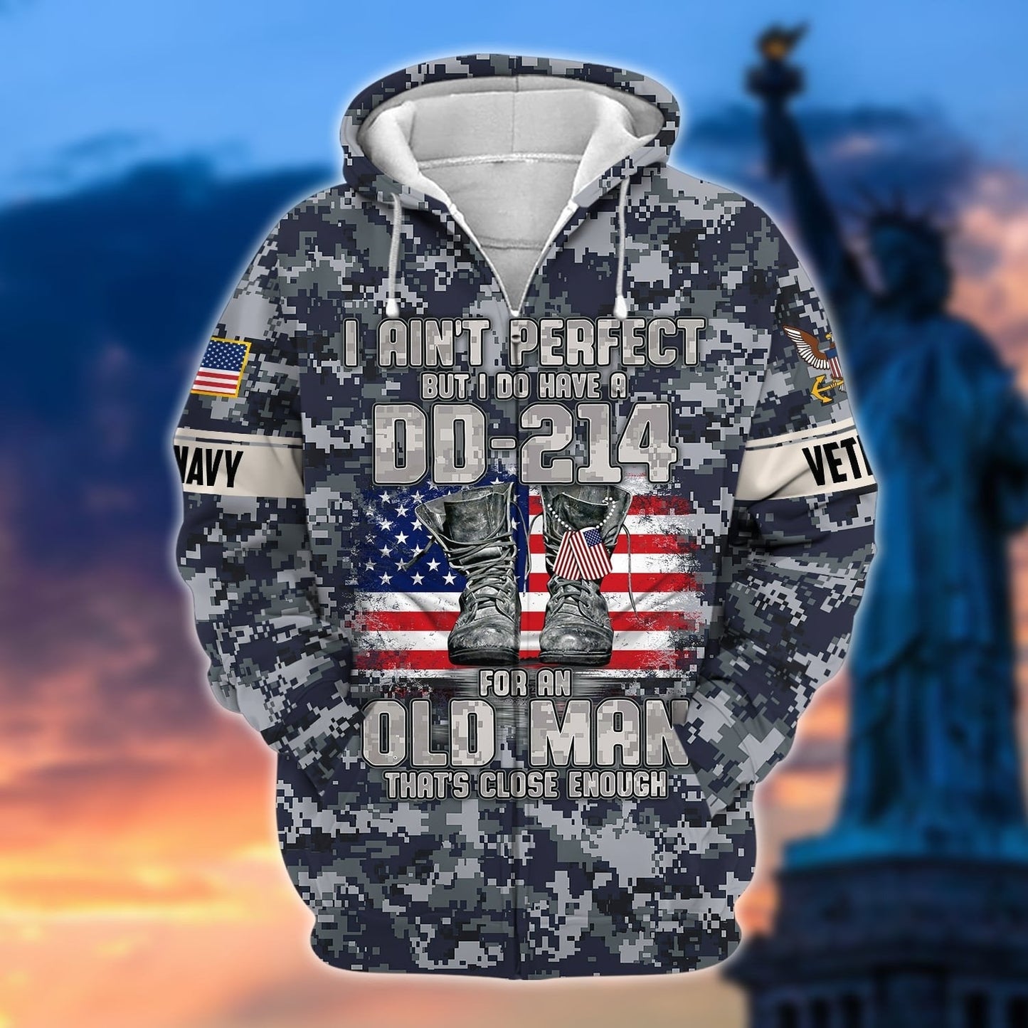 Frenzidea Premium U.S Multiple Service Veteran Zip Hoodie