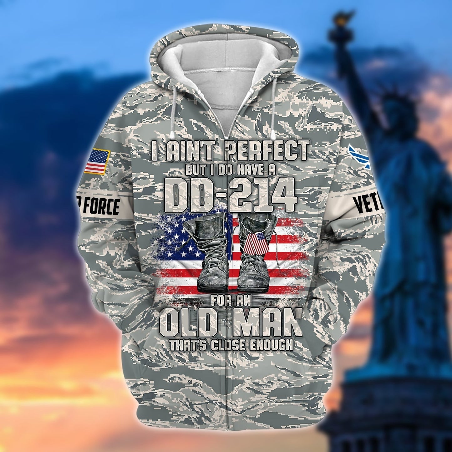 Frenzidea Premium U.S Multiple Service Veteran Zip Hoodie