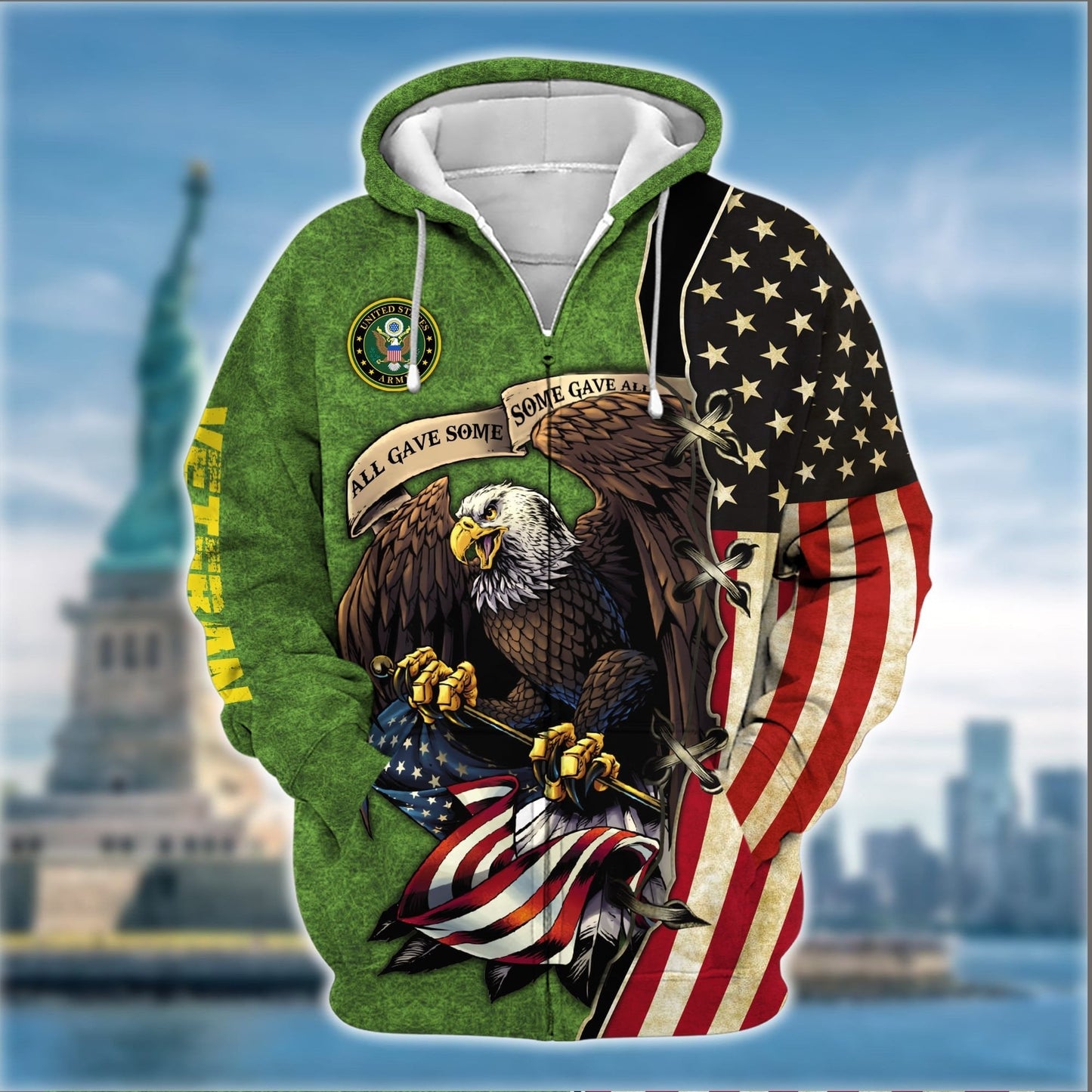 Frenzidea Premium U.S Multiple Service Veteran Zip Hoodie