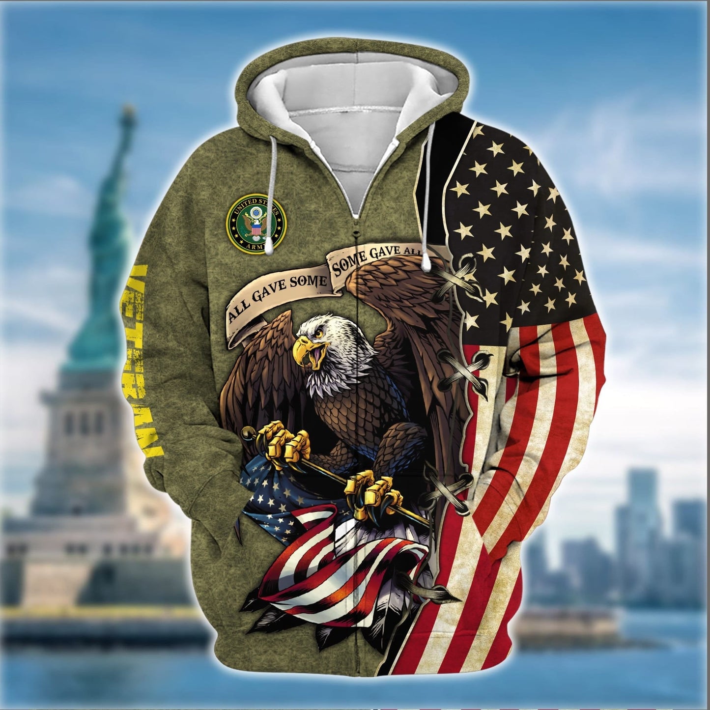 Frenzidea Premium U.S Multiple Service Veteran Zip Hoodie