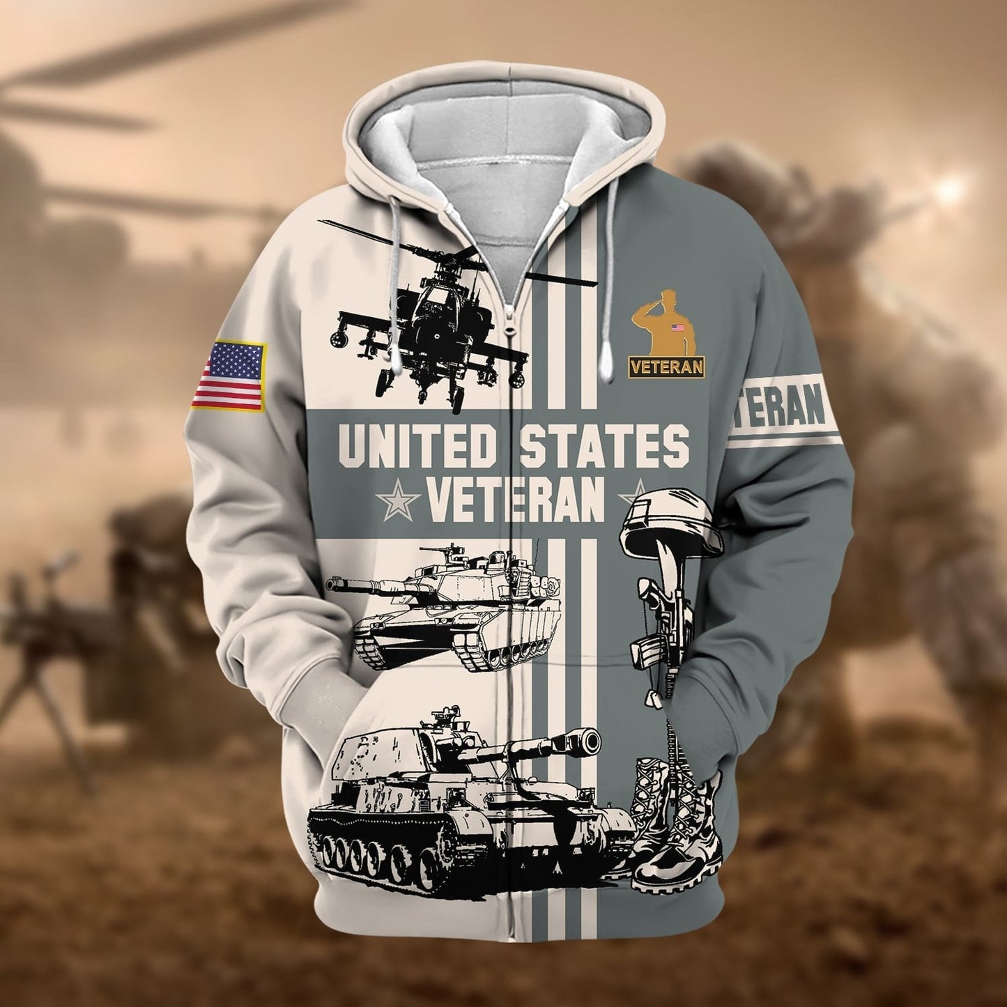 Frenzidea Premium US Veteran Zip Hoodie