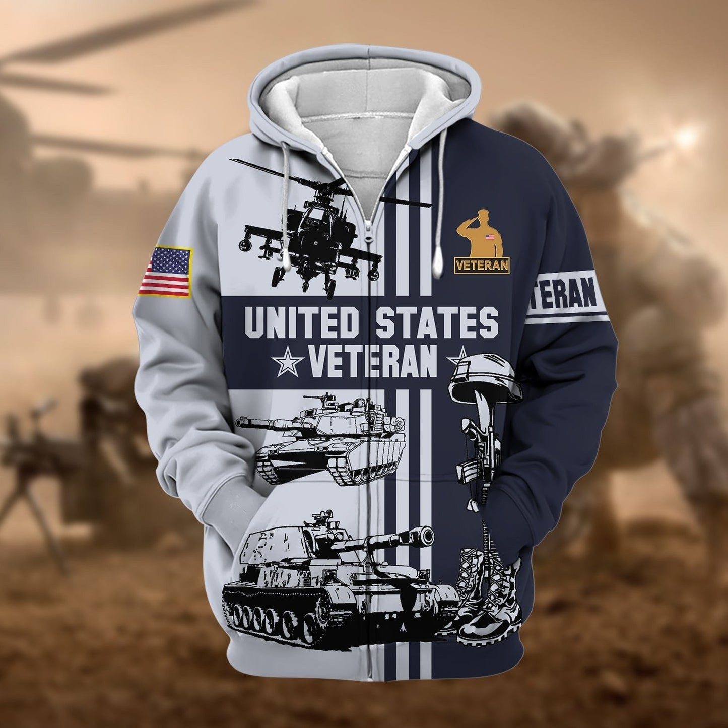 Frenzidea Premium US Veteran Zip Hoodie