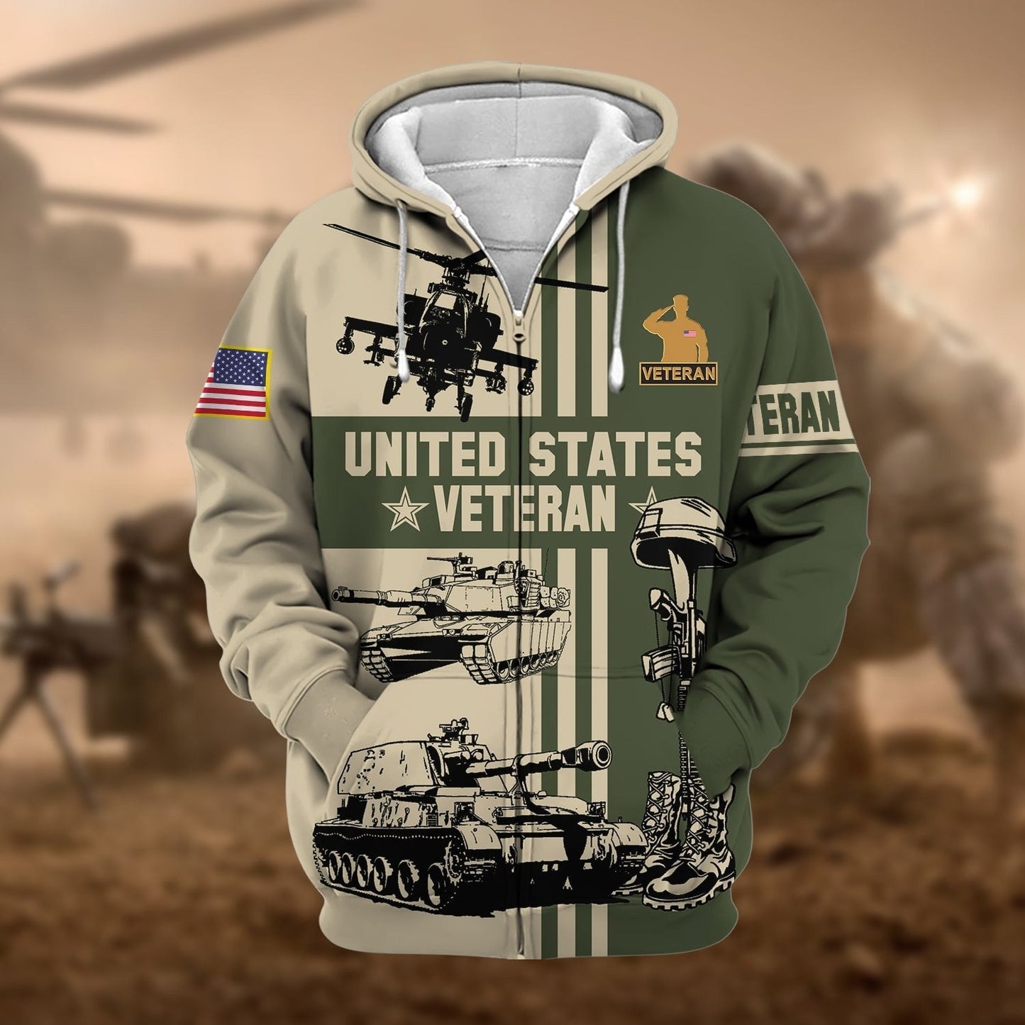 Frenzidea Premium US Veteran Zip Hoodie