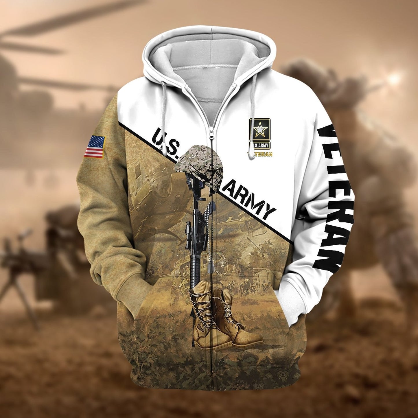 Frenzidea Premium US Veteran Zip Hoodie