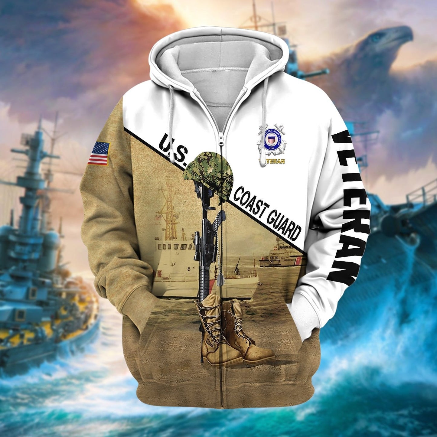 Frenzidea Premium US Veteran Zip Hoodie