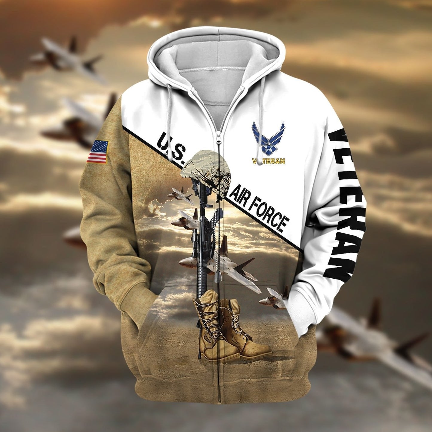 Frenzidea Premium US Veteran Zip Hoodie