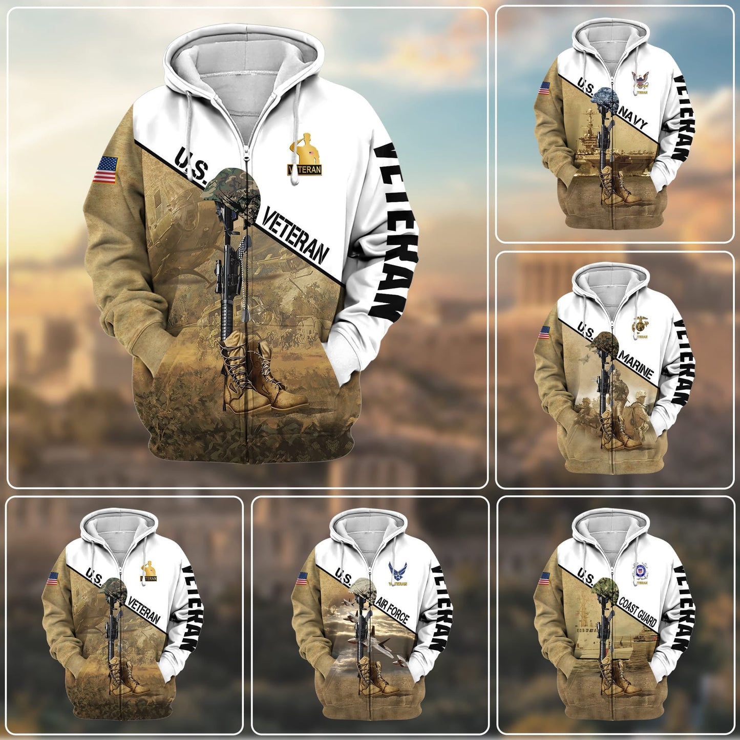 Frenzidea Premium US Veteran Zip Hoodie