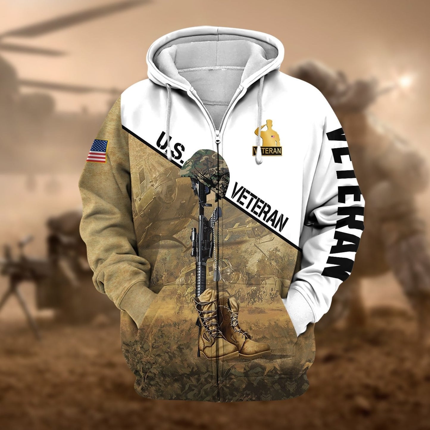 Frenzidea Premium US Veteran Zip Hoodie