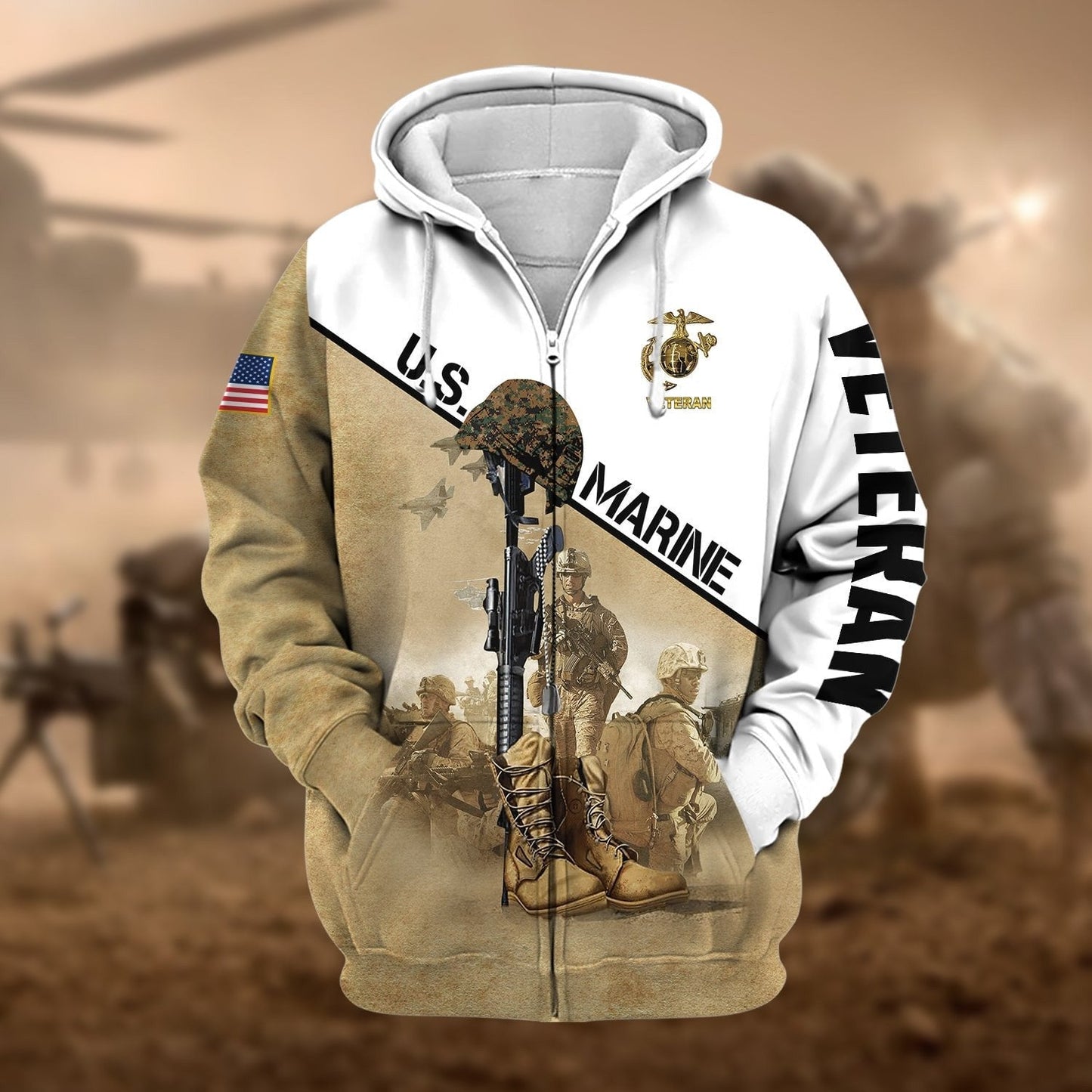 Frenzidea Premium US Veteran Zip Hoodie