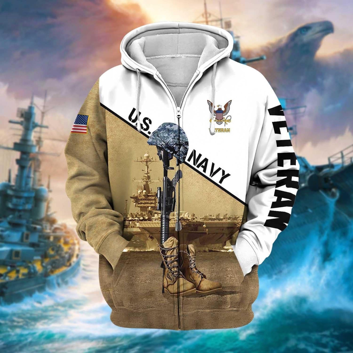 Frenzidea Premium US Veteran Zip Hoodie