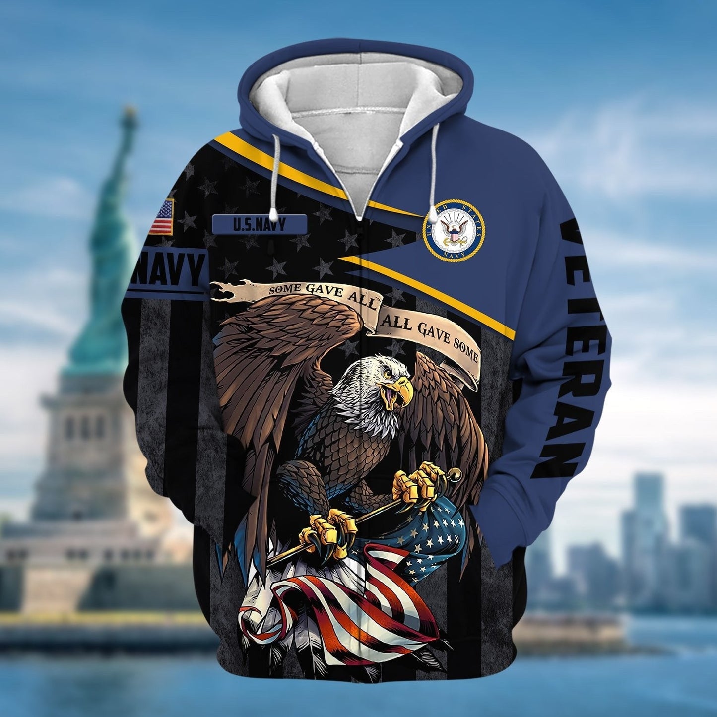 Frenzidea Premium All Gave Some US Veteran Zip Hoodie