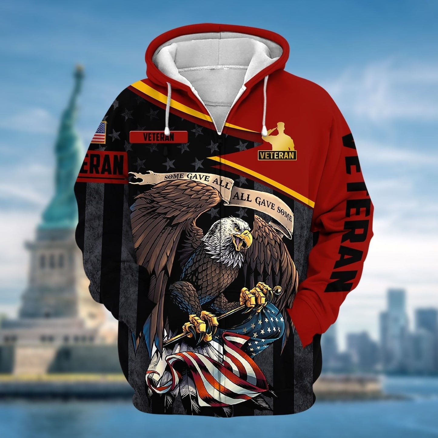 Frenzidea Premium All Gave Some US Veteran Zip Hoodie