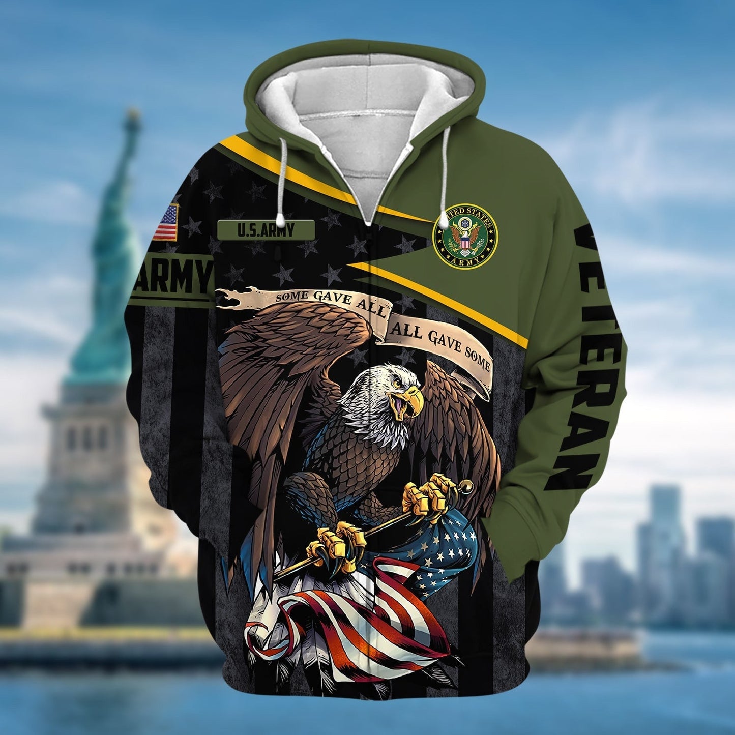 Frenzidea Premium All Gave Some US Veteran Zip Hoodie