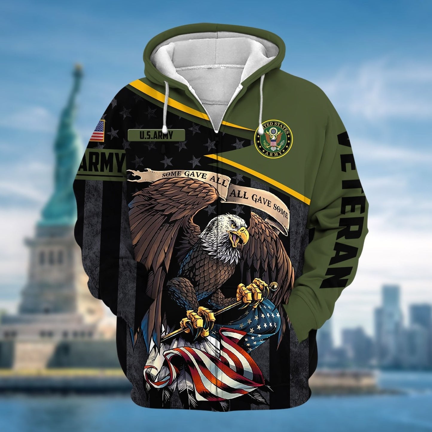 Frenzidea Premium All Gave Some US Veteran Zip Hoodie