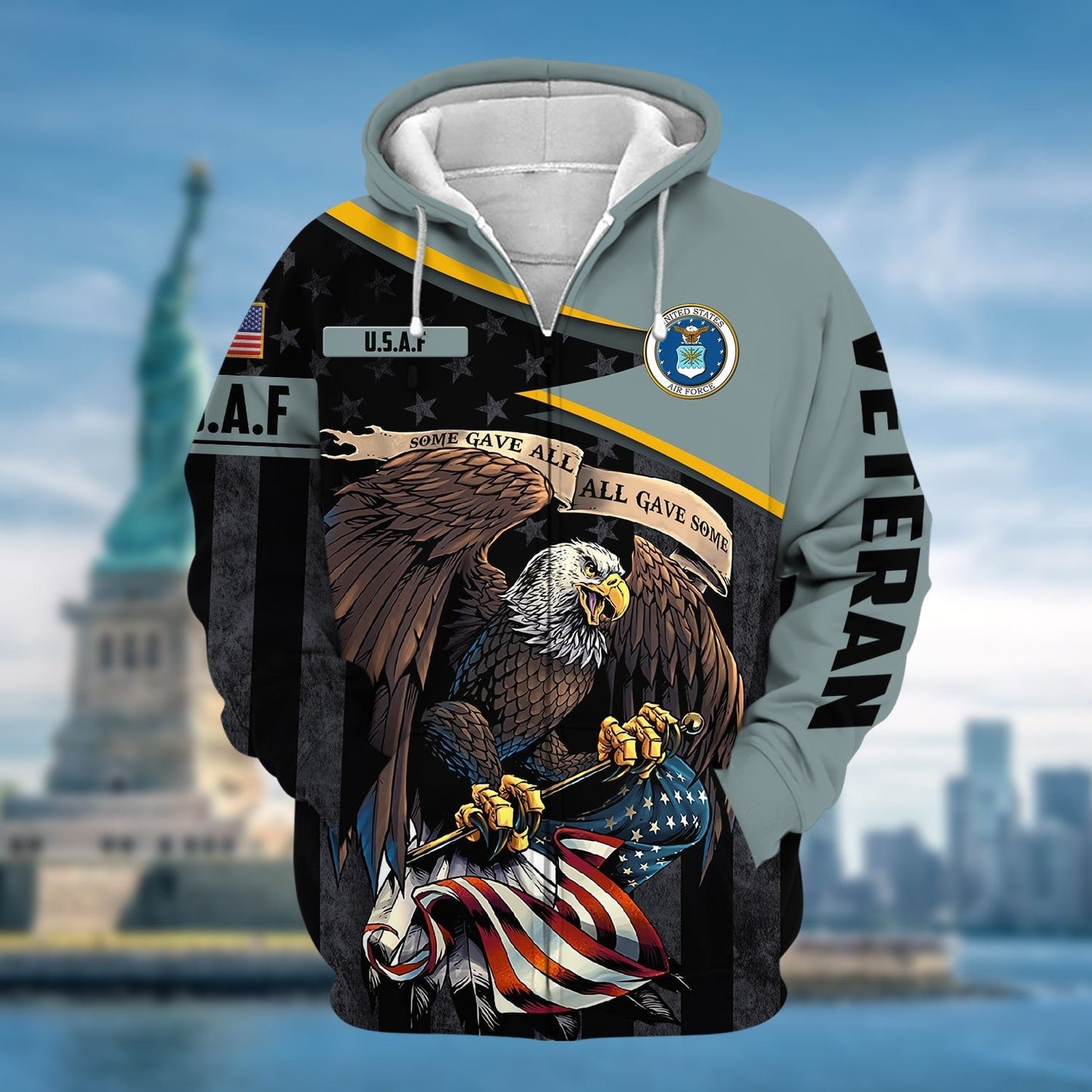 Frenzidea Premium All Gave Some US Veteran Zip Hoodie