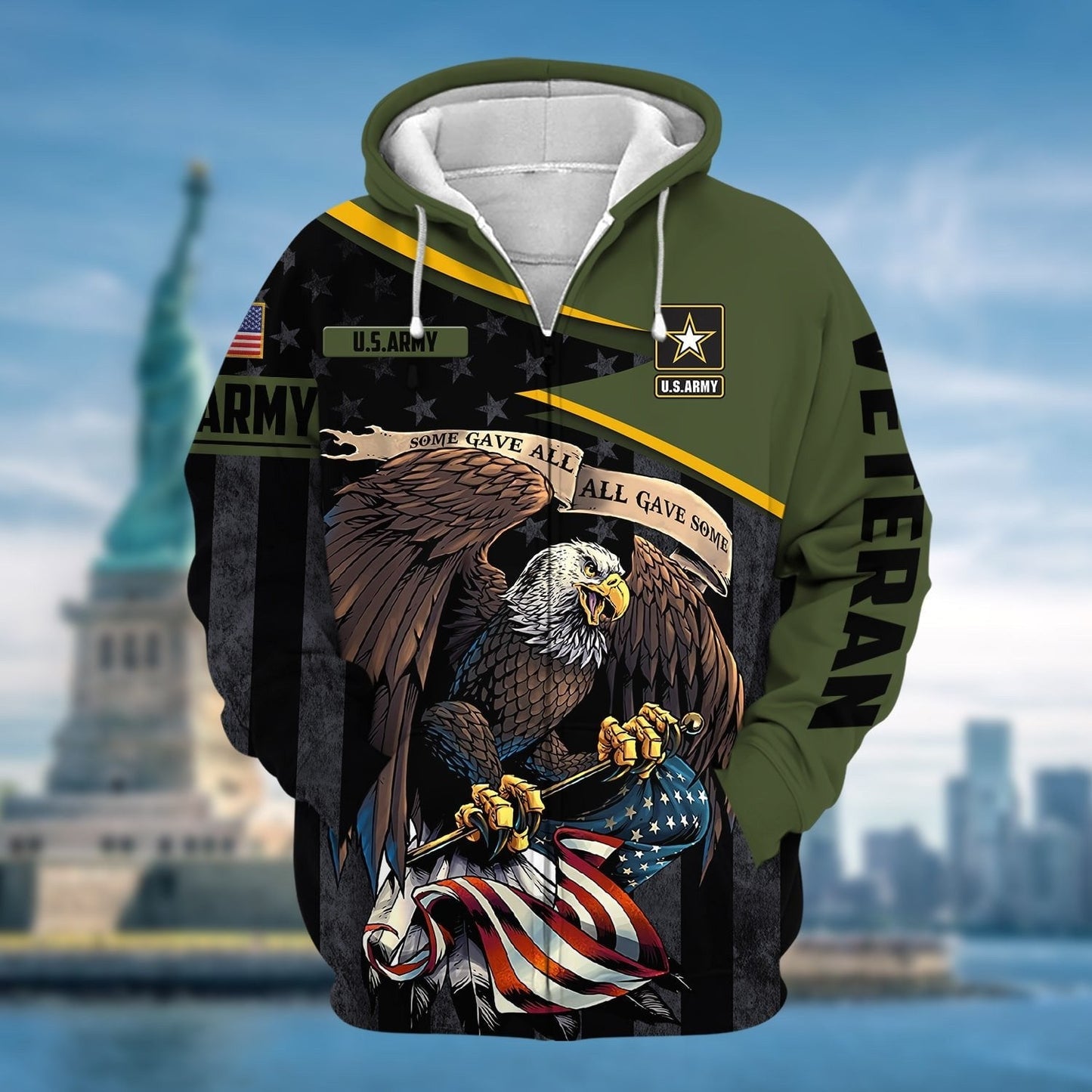 Frenzidea Premium All Gave Some US Veteran Zip Hoodie